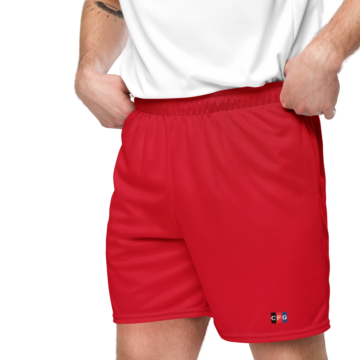 Champion For God - Red Mesh Shorts (Logo)