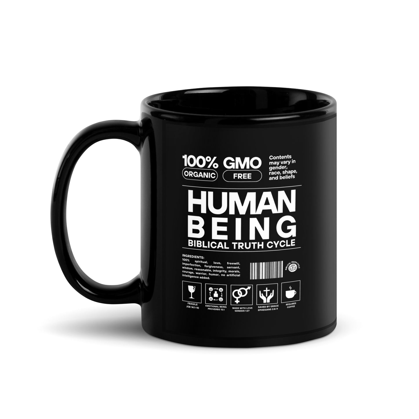 Biblical Truth Cycle - Black Glossy Mug 11oz (Human Being)