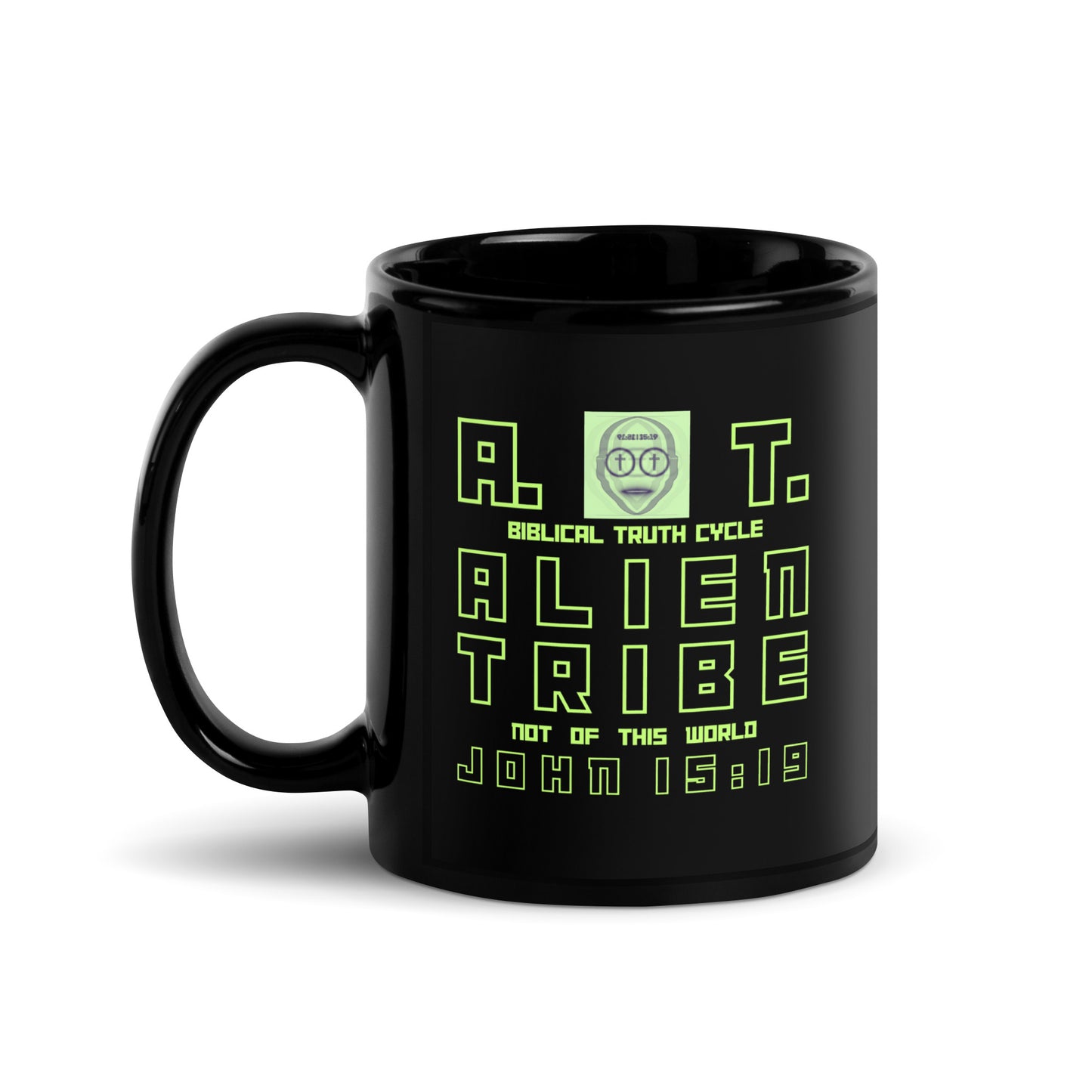 Biblical Truth cycle - Black Glossy Mug 11oz (Alien Tribe)