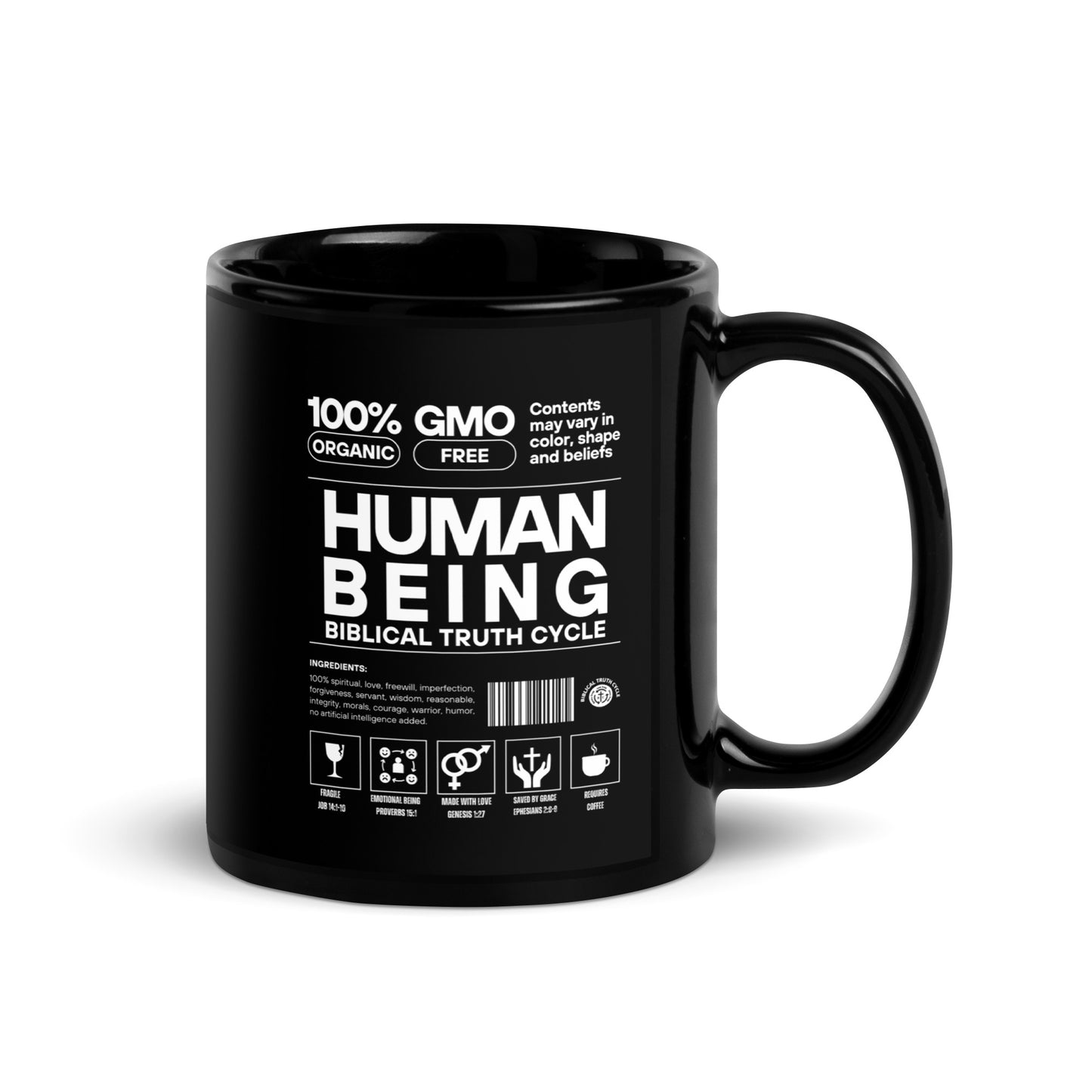 Biblical Truth Cycle - Black Glossy Mug 11oz (Human Being)