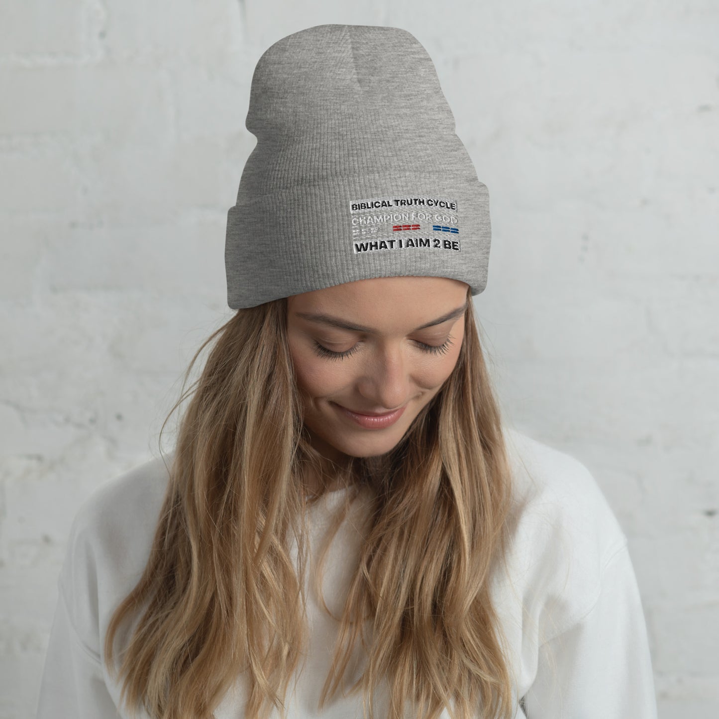 Champion For God - Cuffed Beanie (What I Aim 2 Be)