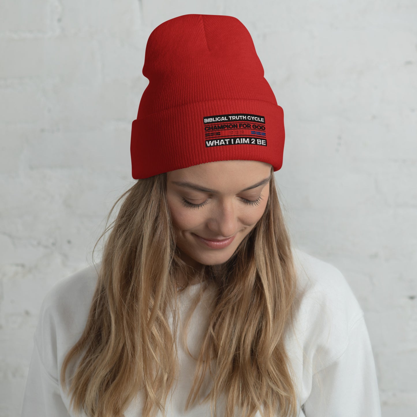 Champion For God - Cuffed Beanie (What I Aim 2 Be)