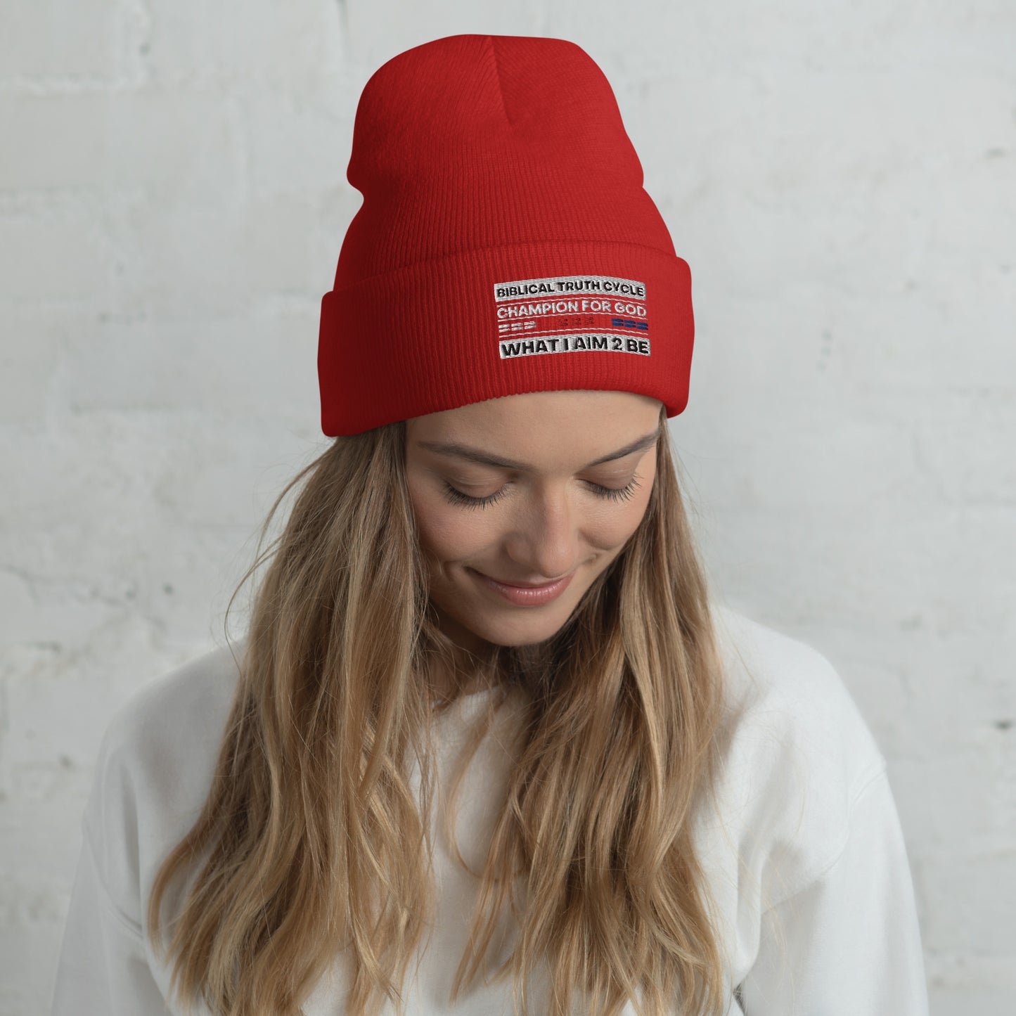 Champion For God - Cuffed Beanie (What I Aim 2 Be)