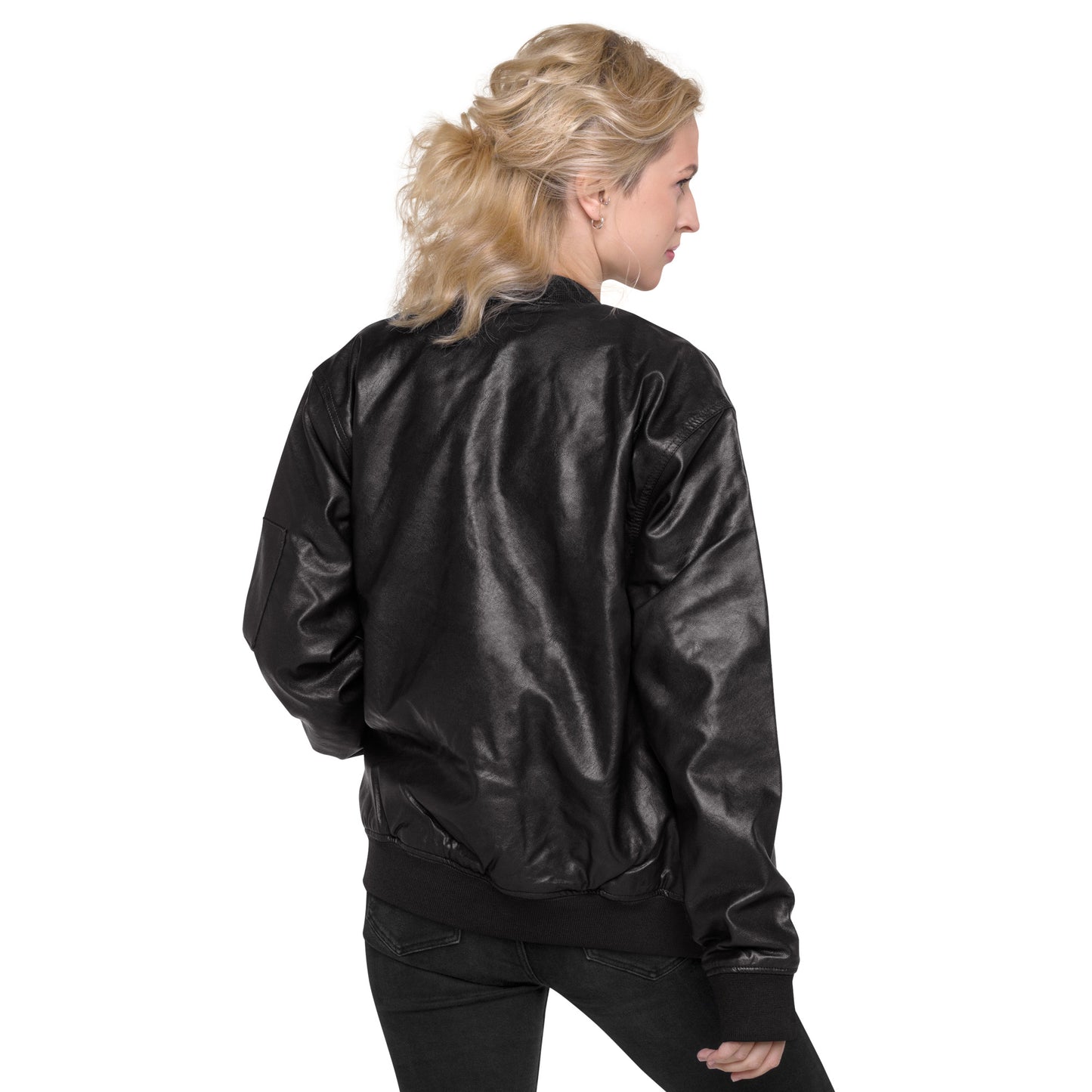 Biblical Truth Cycle - Black Leather Bomber Jacket (Logo-NoSlo)