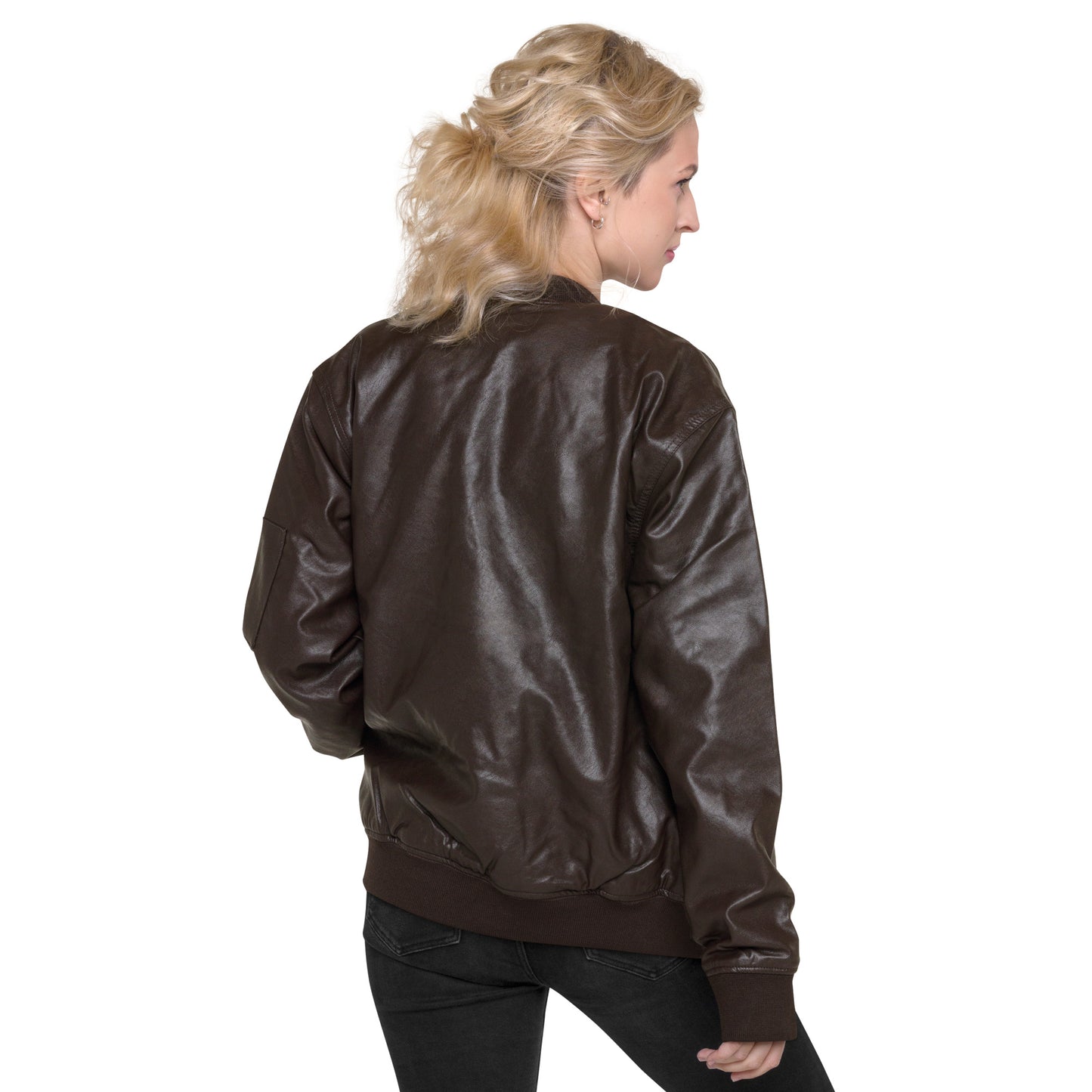 Biblical Truth Cycle - Brown Leather Bomber Jacket (Logo-NoSlo)