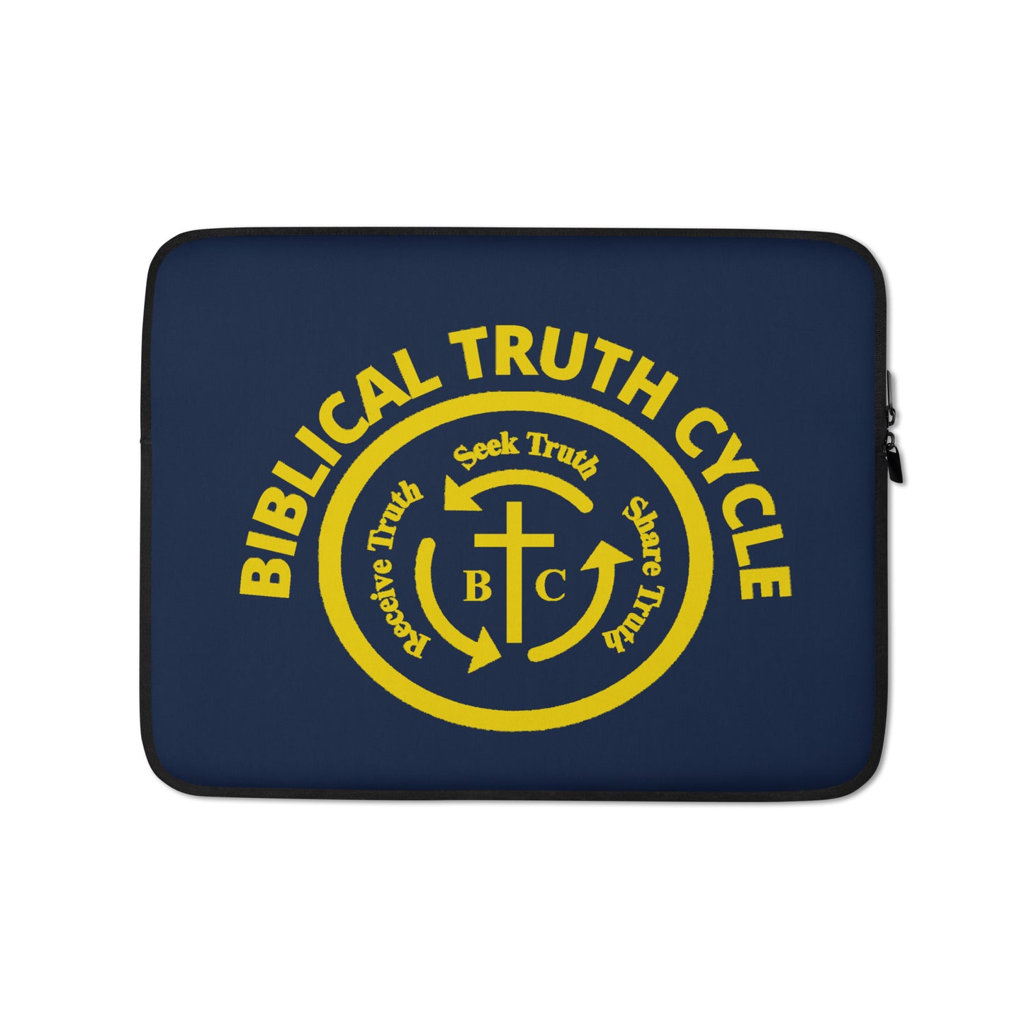 Biblical Truth Cycle - Navy Laptop Sleeve 13' (Gold Logo)