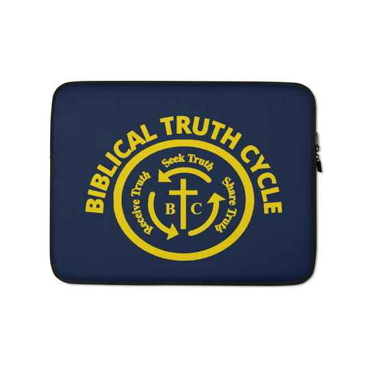 Biblical Truth Cycle - Navy Laptop Sleeve 13' (Gold Logo)