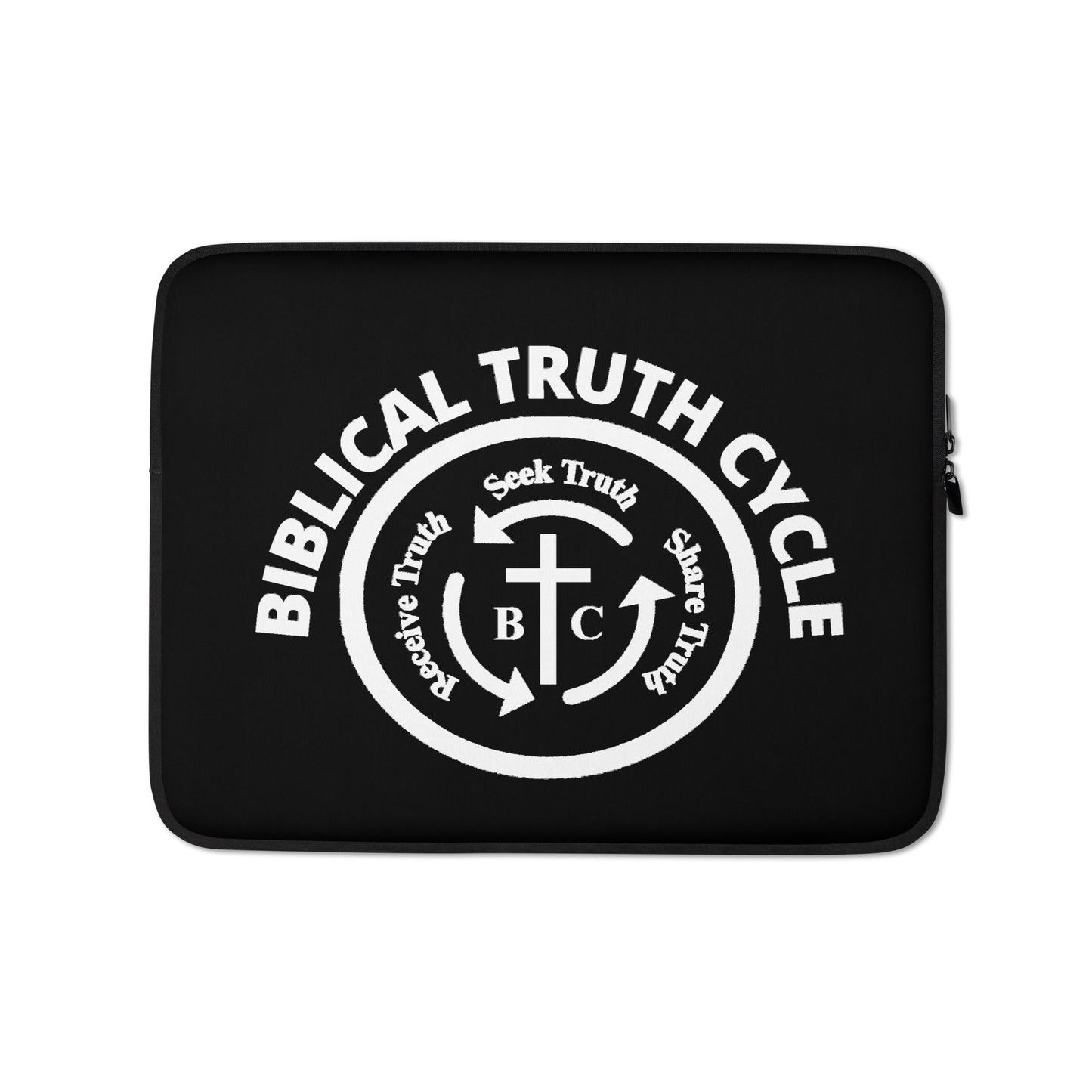 Biblical Truth Cycle - Black Laptop Sleeve 13' (White Logo)