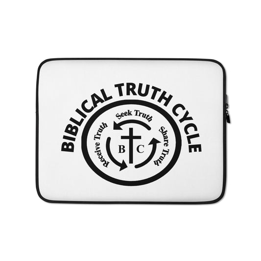 Biblical Truth Cycle White Laptop Sleeve 13' (Black Logo)