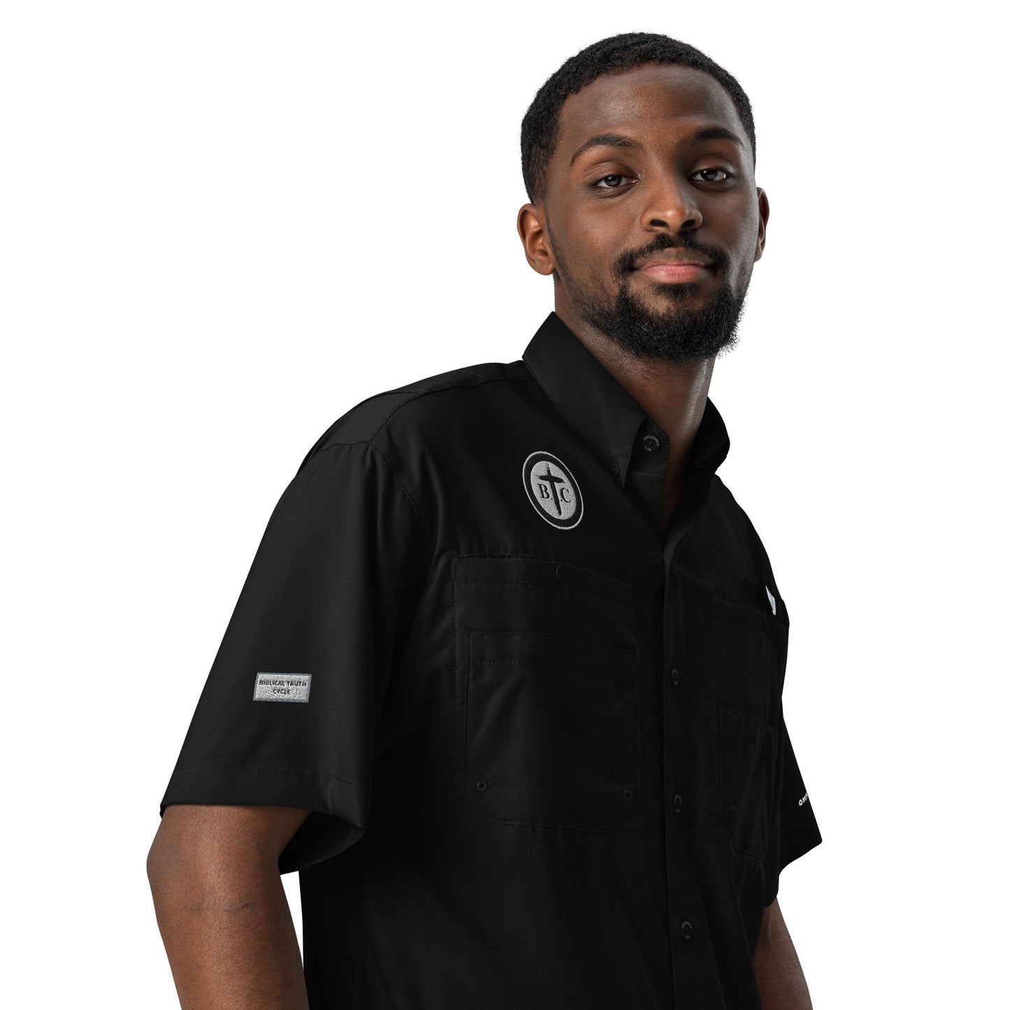 Biblical Truth Cycle - Men’s Columbia Short Sleeve Button Shirt (Logo II)