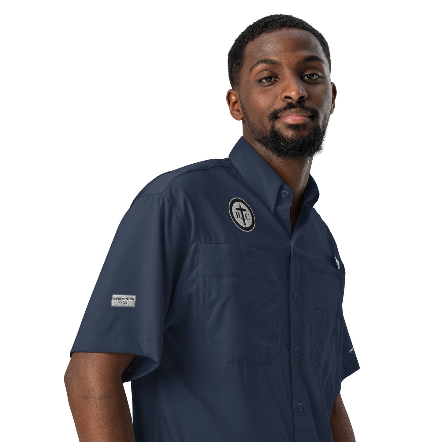 Biblical Truth Cycle - Men’s Columbia Short Sleeve Button Shirt (Logo II)