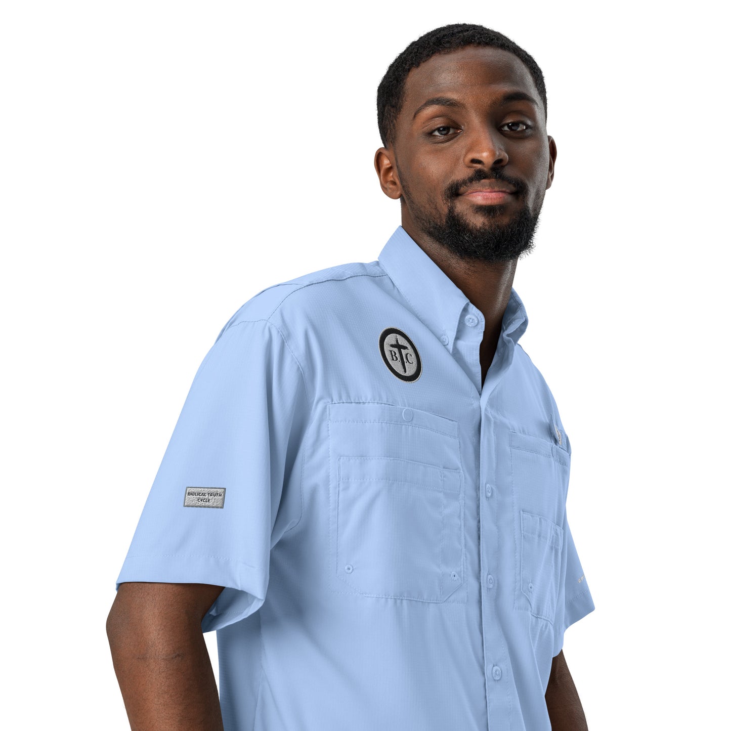 Biblical Truth Cycle - Men’s Columbia Short Sleeve Button Shirt (Logo II)