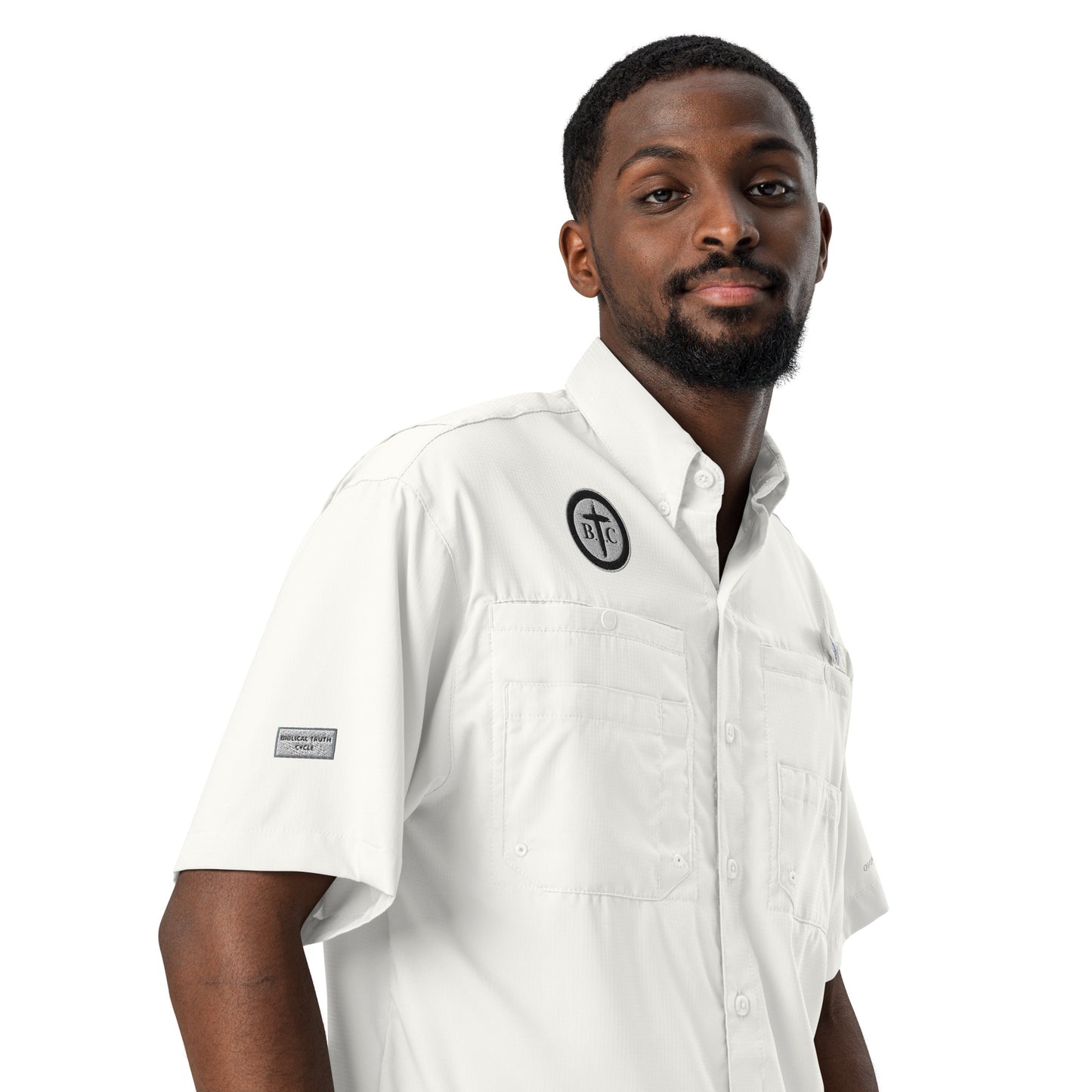 Biblical Truth Cycle - Men’s Columbia Short Sleeve Button Shirt (Logo II)