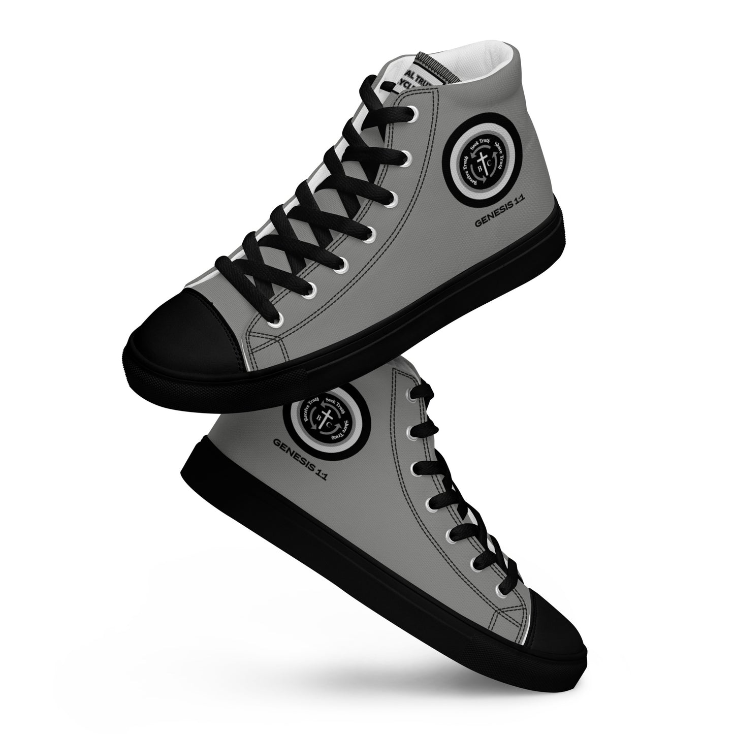 Biblical Truth Cycle - Men’s High Top Canvas Shoes (Verse-Genesis 1:1)