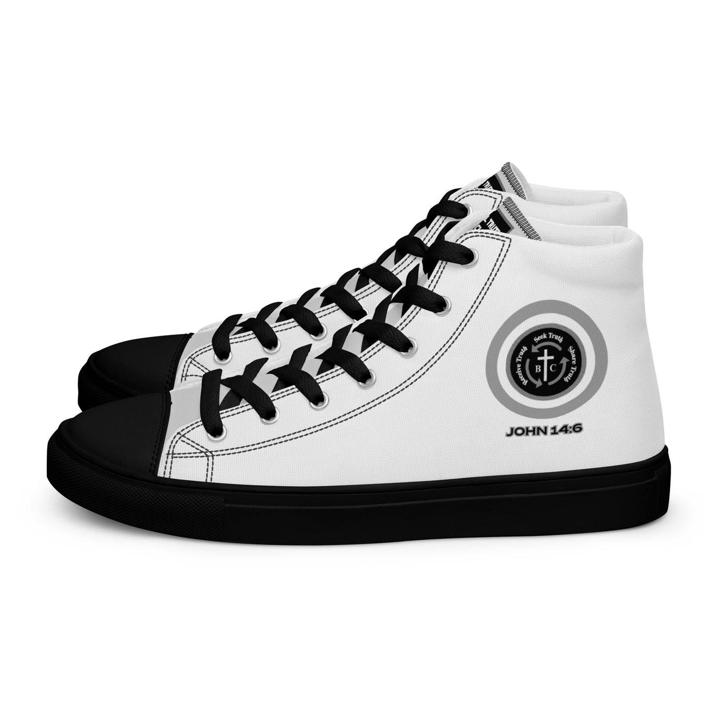 Biblical Truth Cycle - Men's High Top Canvas Shoes (Verse-John 14:6)