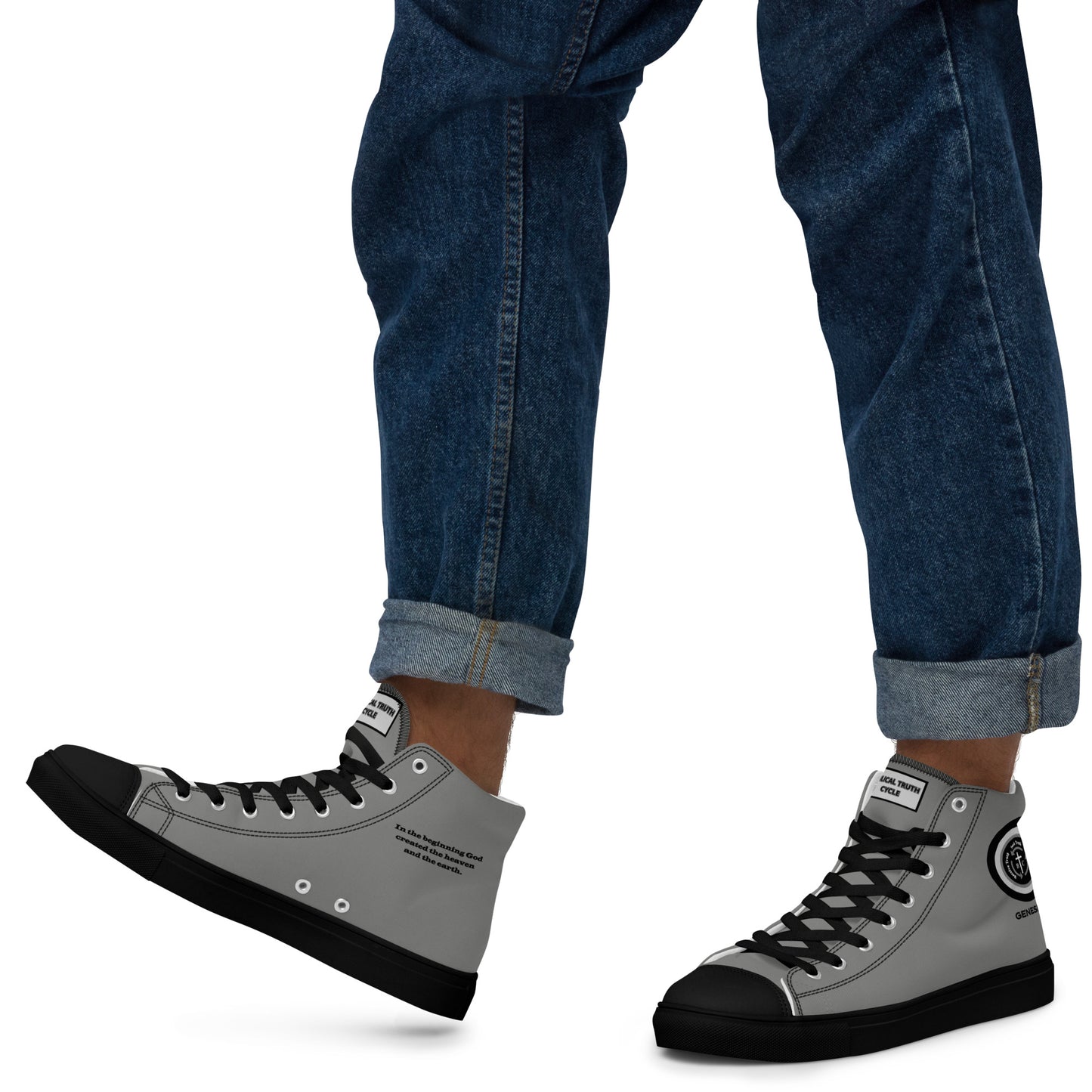 Biblical Truth Cycle - Men’s High Top Canvas Shoes (Verse-Genesis 1:1)