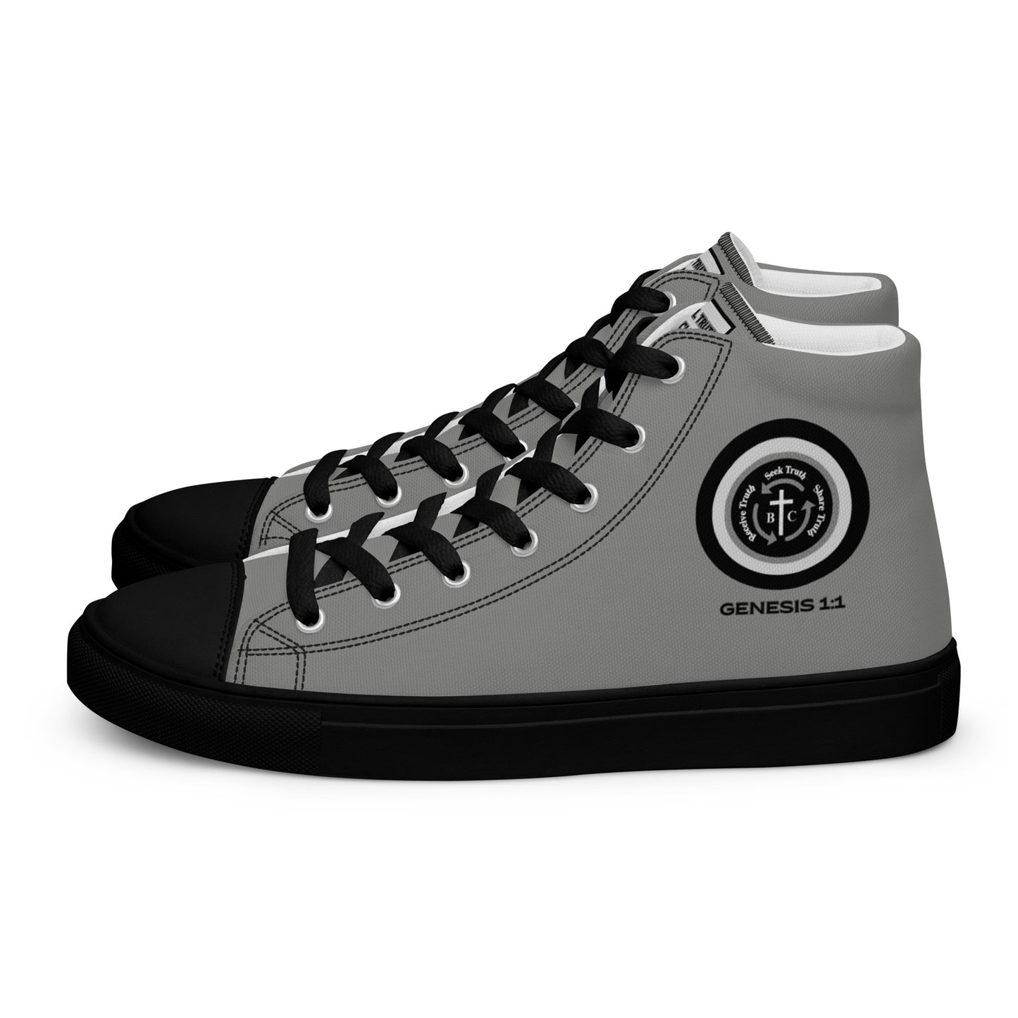 Biblical Truth Cycle - Men’s High Top Canvas Shoes (Verse-Genesis 1:1)