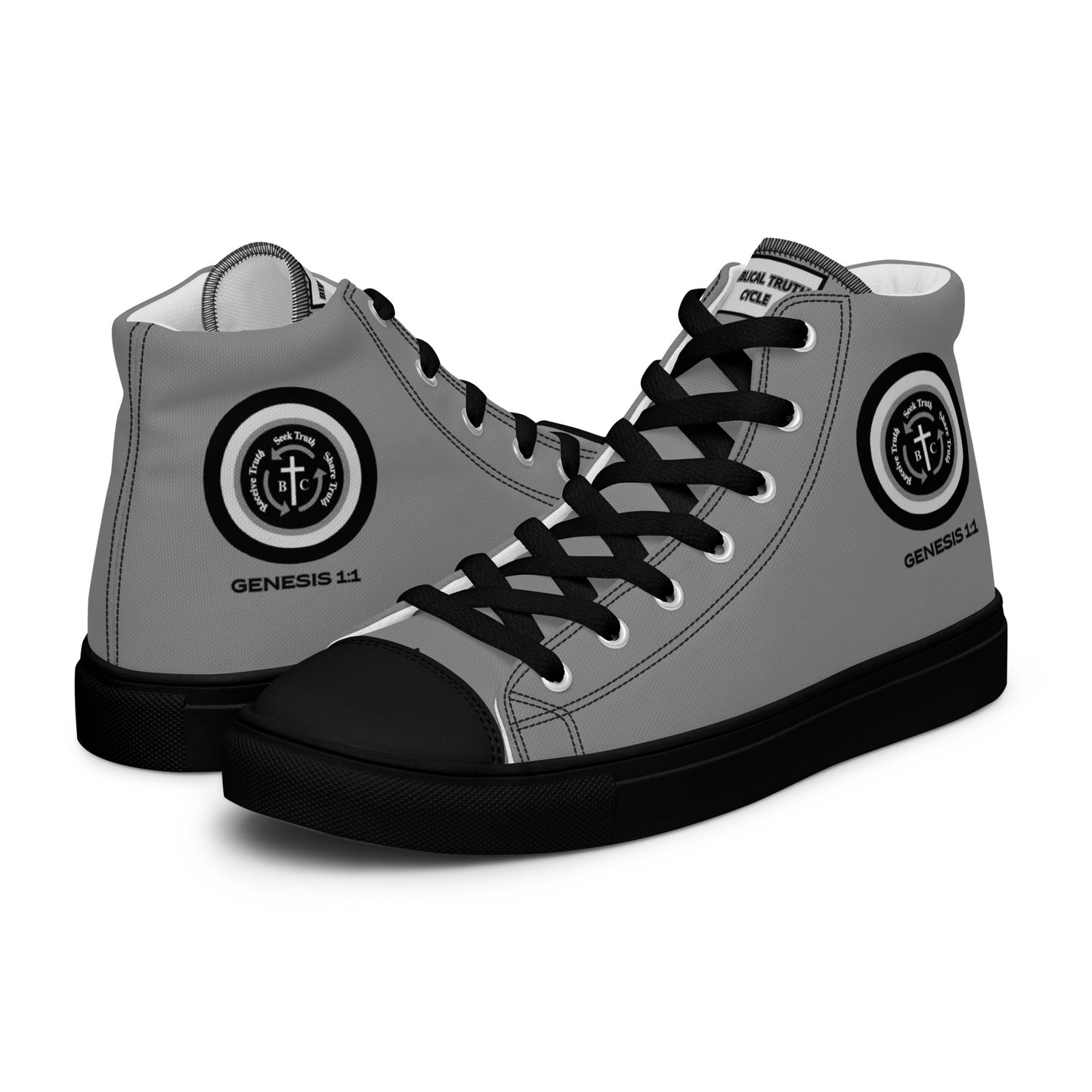 Biblical Truth Cycle - Men’s High Top Canvas Shoes (Verse-Genesis 1:1)