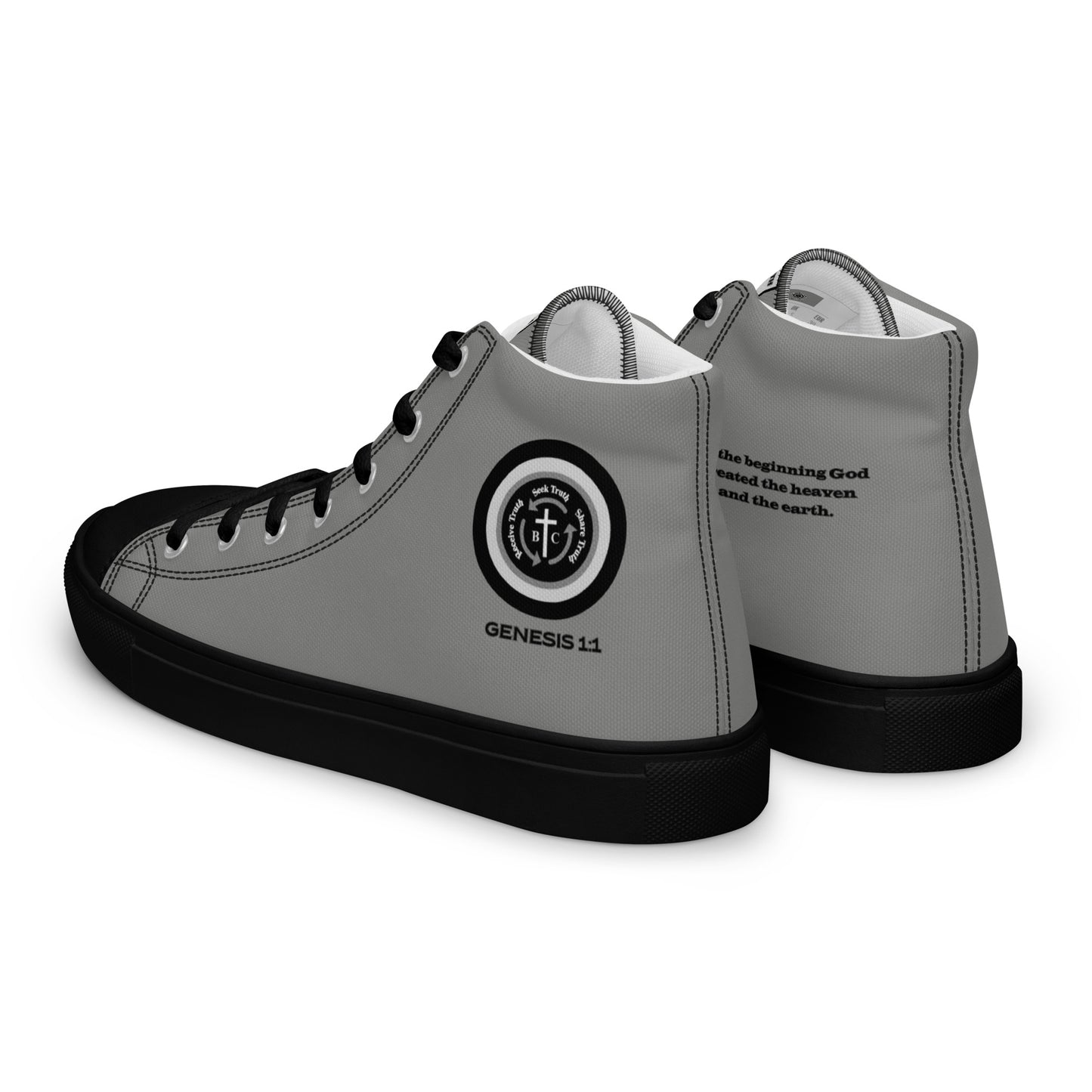 Biblical Truth Cycle - Men’s High Top Canvas Shoes (Verse-Genesis 1:1)