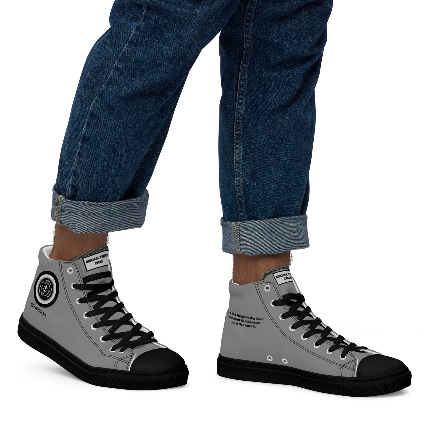 Biblical Truth Cycle - Men’s High Top Canvas Shoes (Verse-Genesis 1:1)