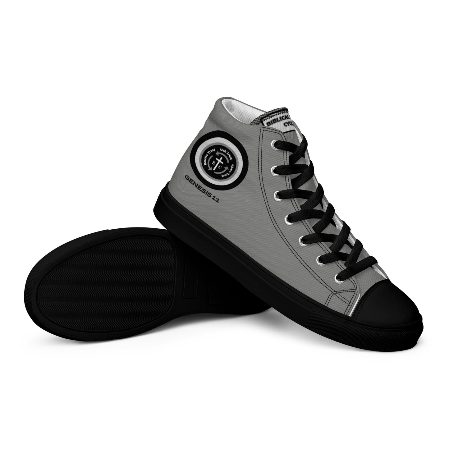 Biblical Truth Cycle - Men’s High Top Canvas Shoes (Verse-Genesis 1:1)