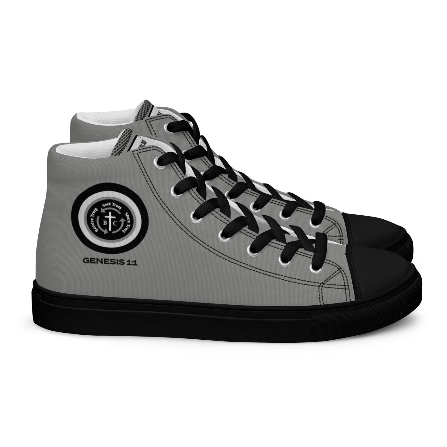 Biblical Truth Cycle - Men’s High Top Canvas Shoes (Verse-Genesis 1:1)