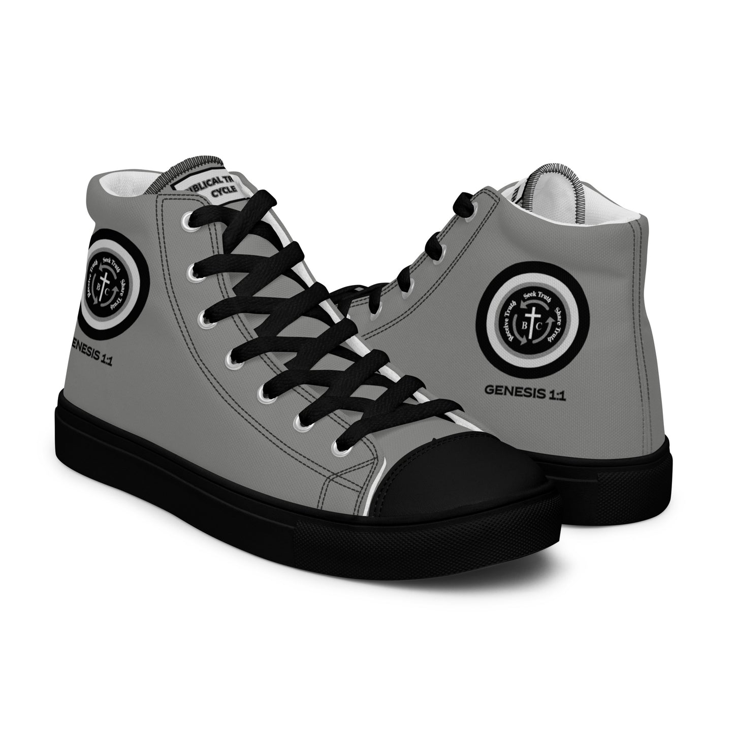 Biblical Truth Cycle - Men’s High Top Canvas Shoes (Verse-Genesis 1:1)