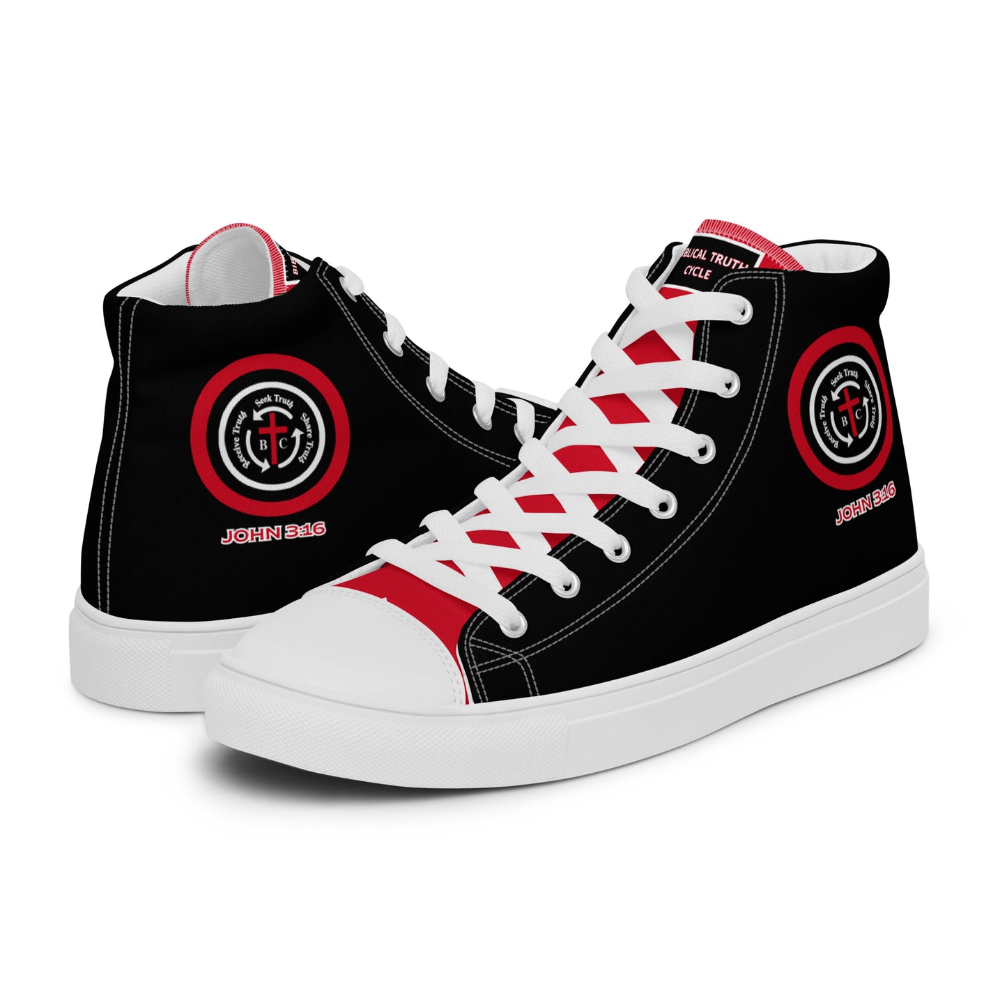 Biblical Truth Cycle - Men’s High Top Canvas Shoes (Verse-John 3:16)