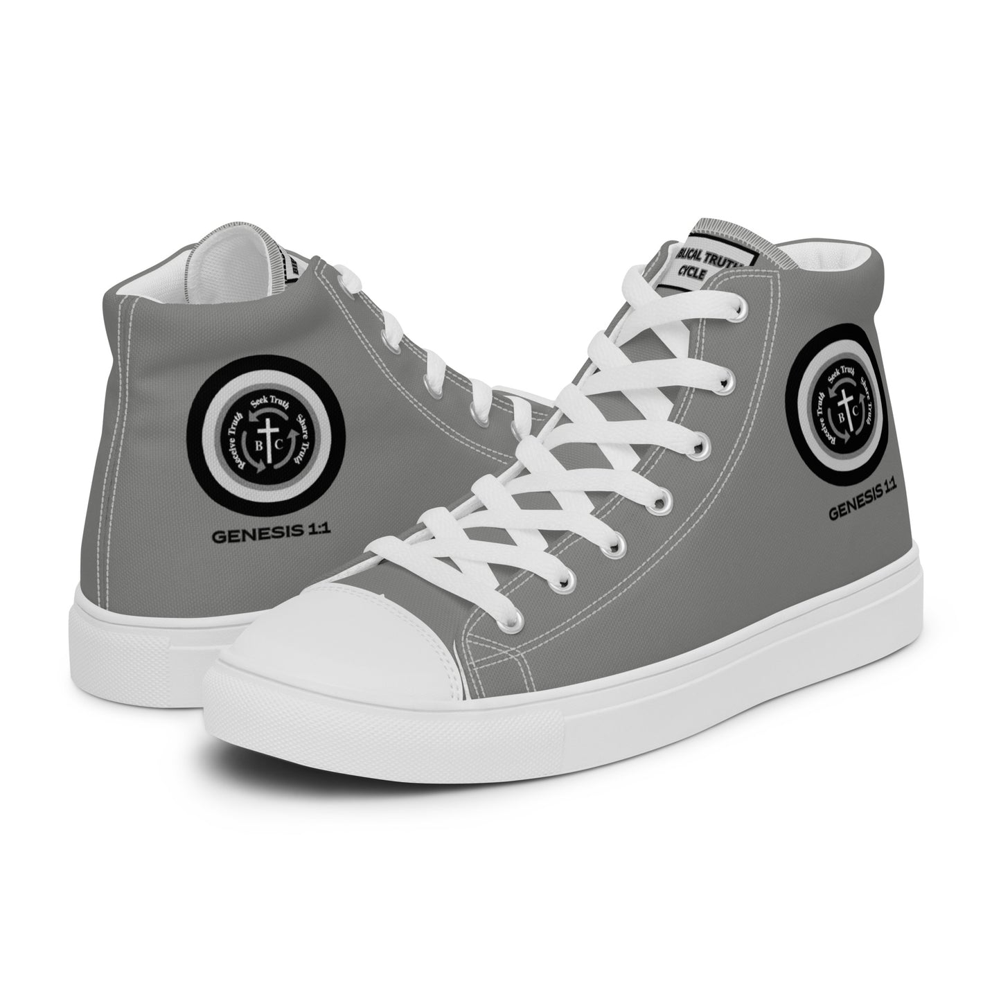 Biblical Truth Cycle - Men’s High Top Canvas Shoes (Verse-Genesis 1:1)