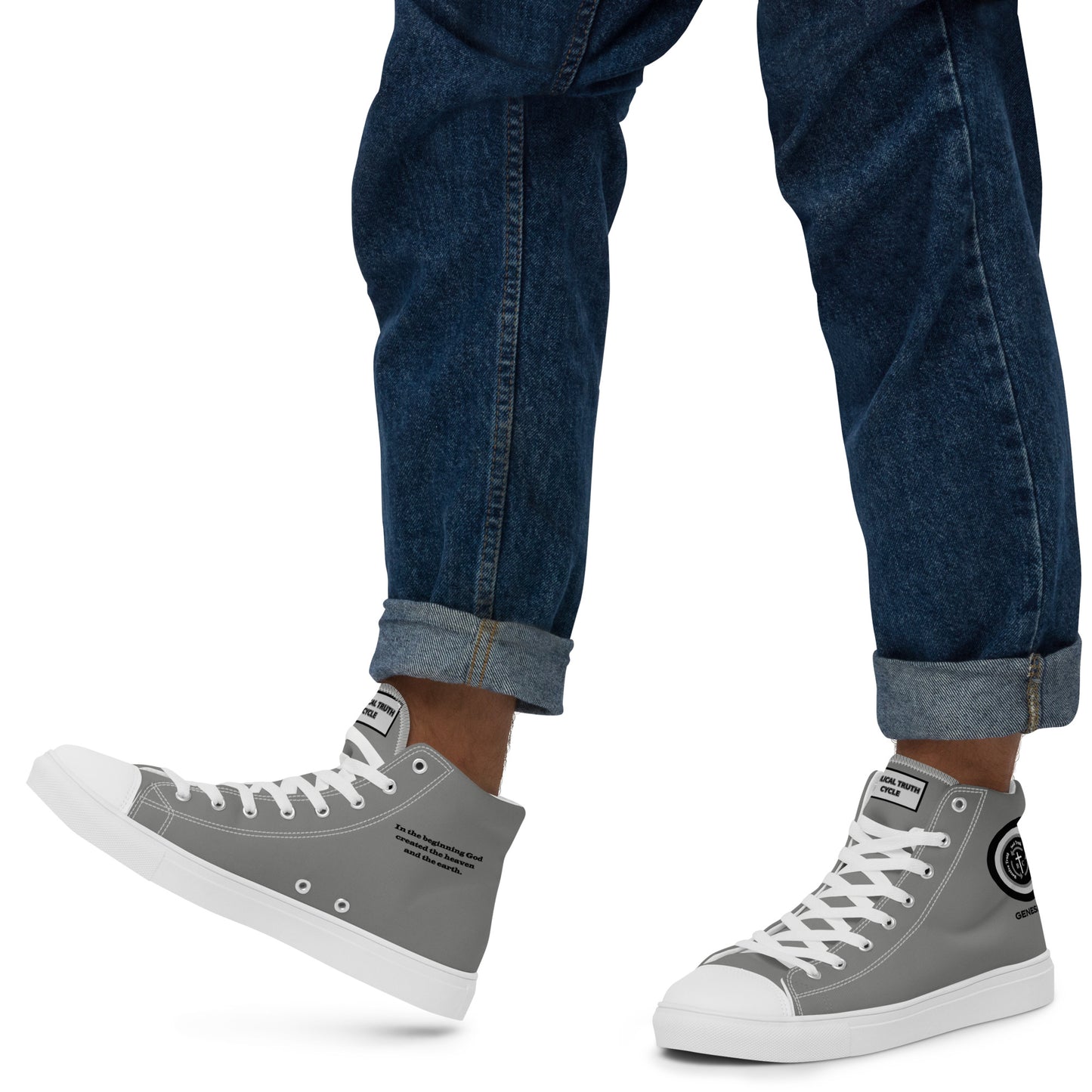 Biblical Truth Cycle - Men’s High Top Canvas Shoes (Verse-Genesis 1:1)