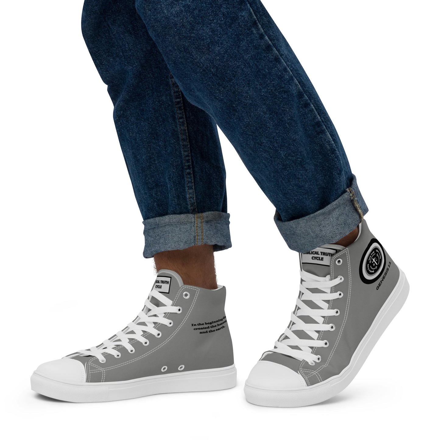 Biblical Truth Cycle - Men’s High Top Canvas Shoes (Verse-Genesis 1:1)