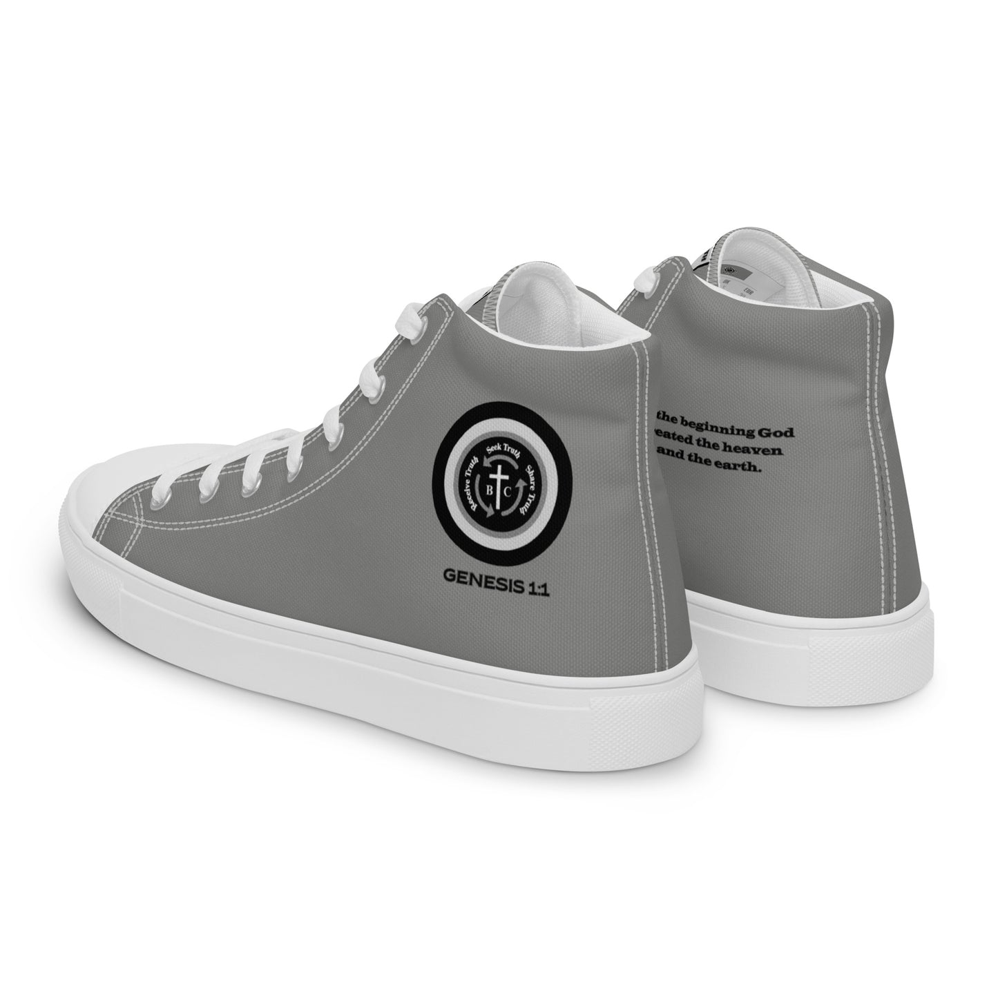 Biblical Truth Cycle - Men’s High Top Canvas Shoes (Verse-Genesis 1:1)