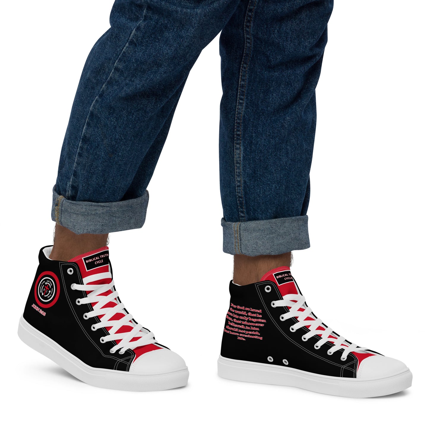 Biblical Truth Cycle - Men’s High Top Canvas Shoes (Verse-John 3:16)