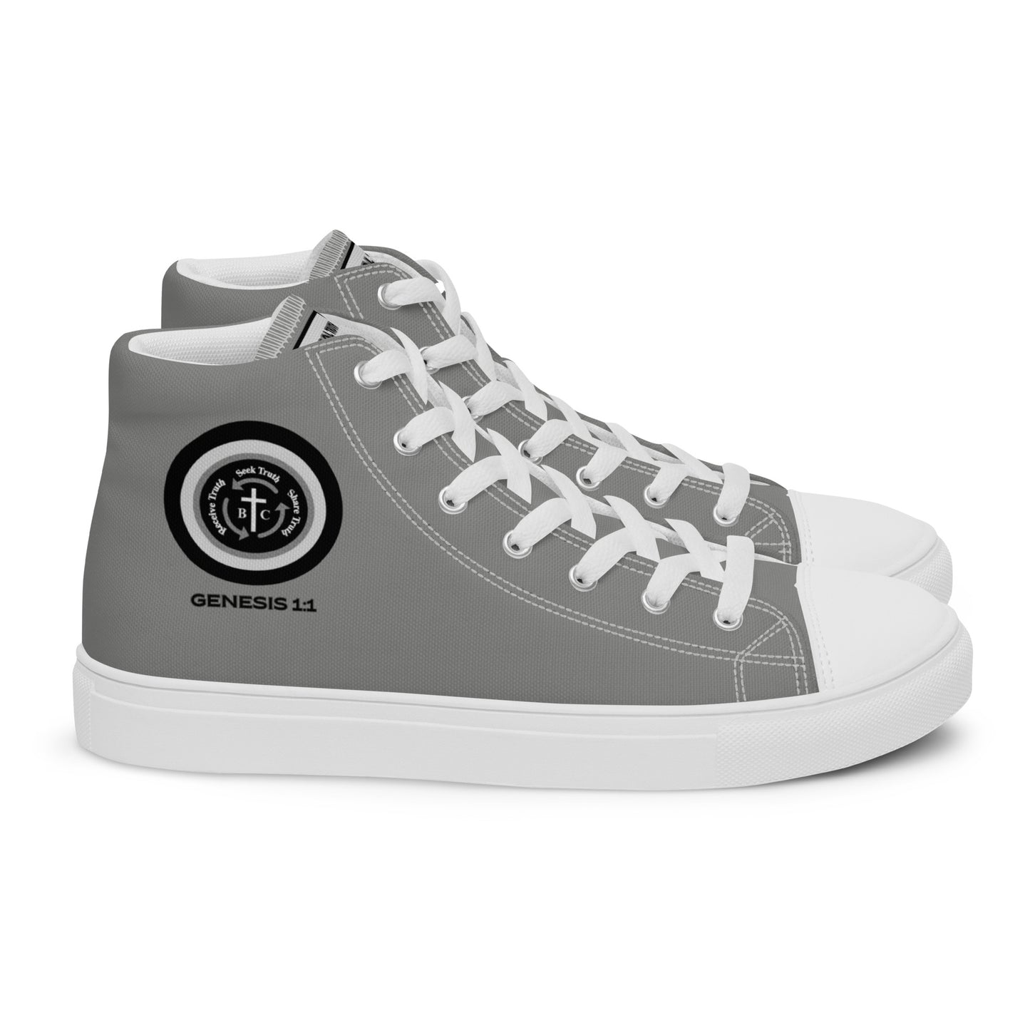 Biblical Truth Cycle - Men’s High Top Canvas Shoes (Verse-Genesis 1:1)