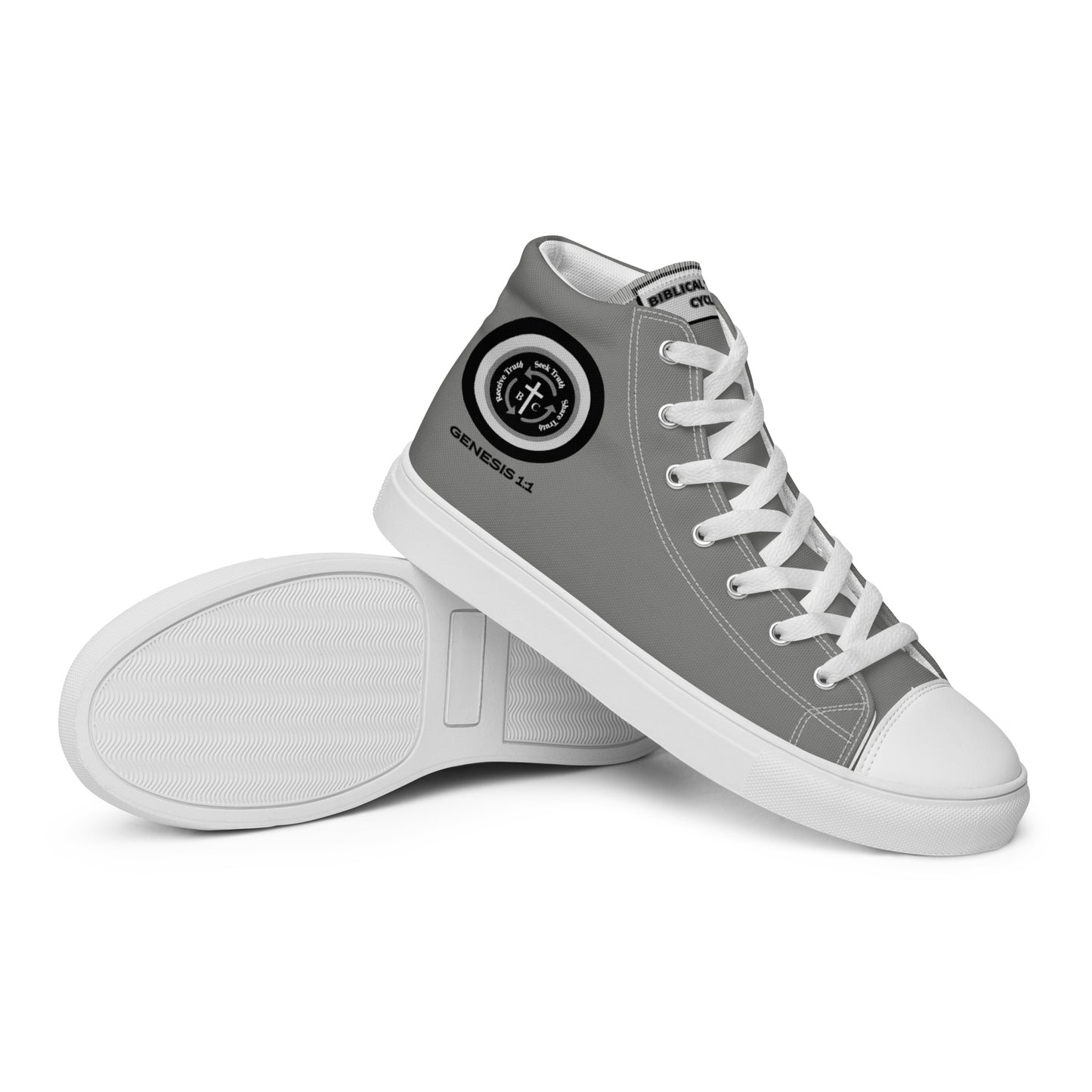 Biblical Truth Cycle - Men’s High Top Canvas Shoes (Verse-Genesis 1:1)