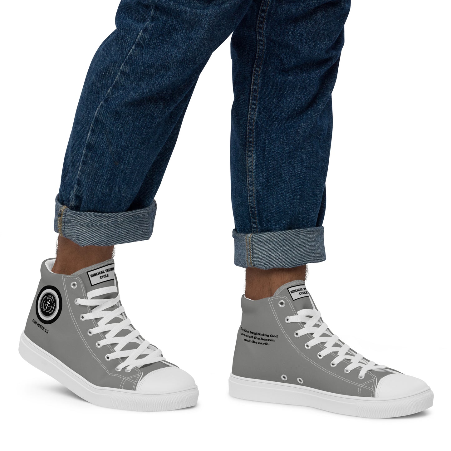 Biblical Truth Cycle - Men’s High Top Canvas Shoes (Verse-Genesis 1:1)