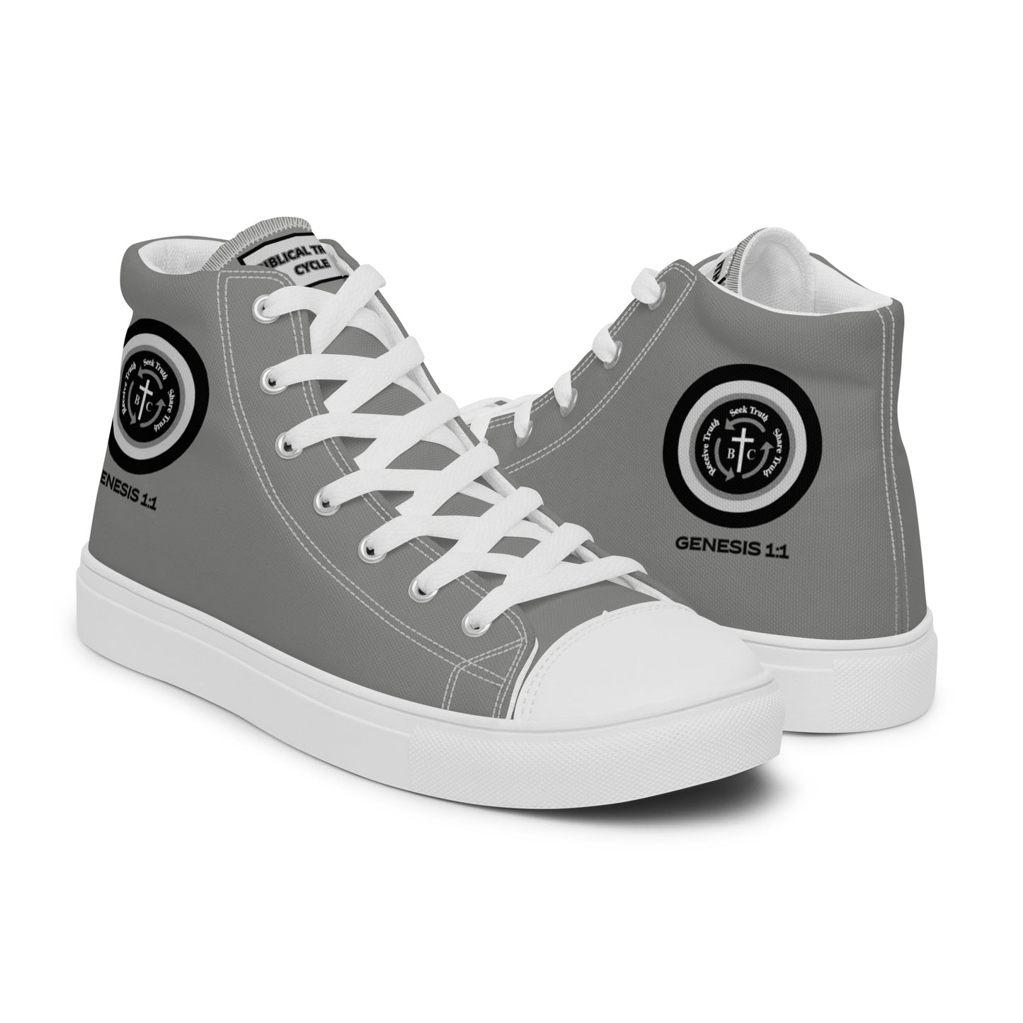 Biblical Truth Cycle - Men’s High Top Canvas Shoes (Verse-Genesis 1:1)