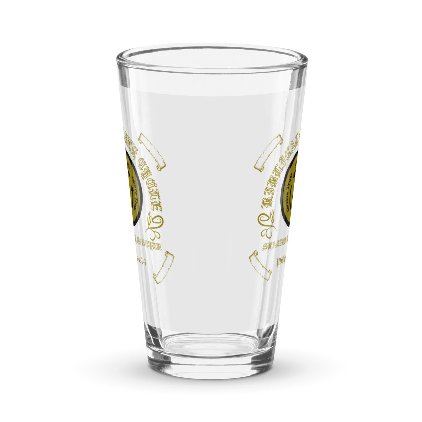 Biblical Truth Cycle - Shaker Pint Glass (White and Gold)