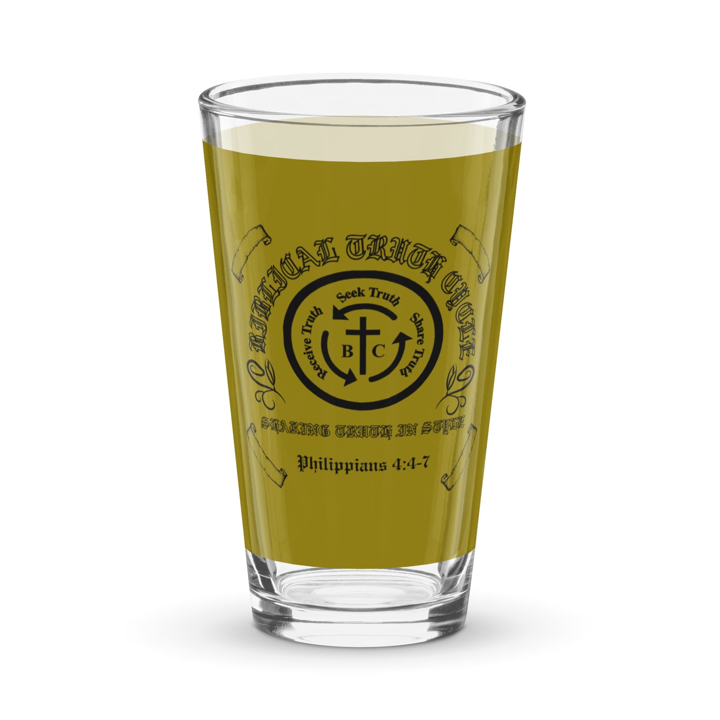 Biblical Truth Cycle - Shaker Pint Glass (Gold and Black)