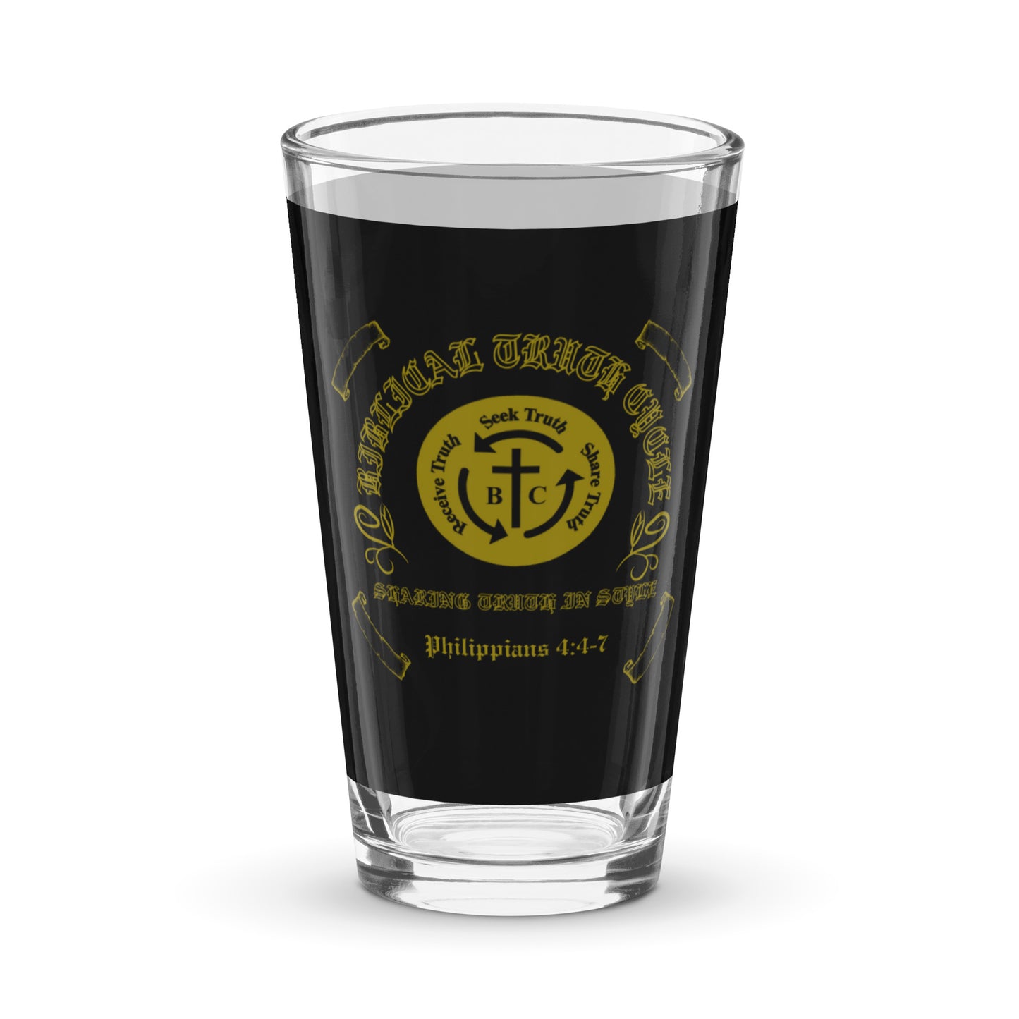 Biblical Truth Cycle - Shaker Pint Glass (Black and Gold)