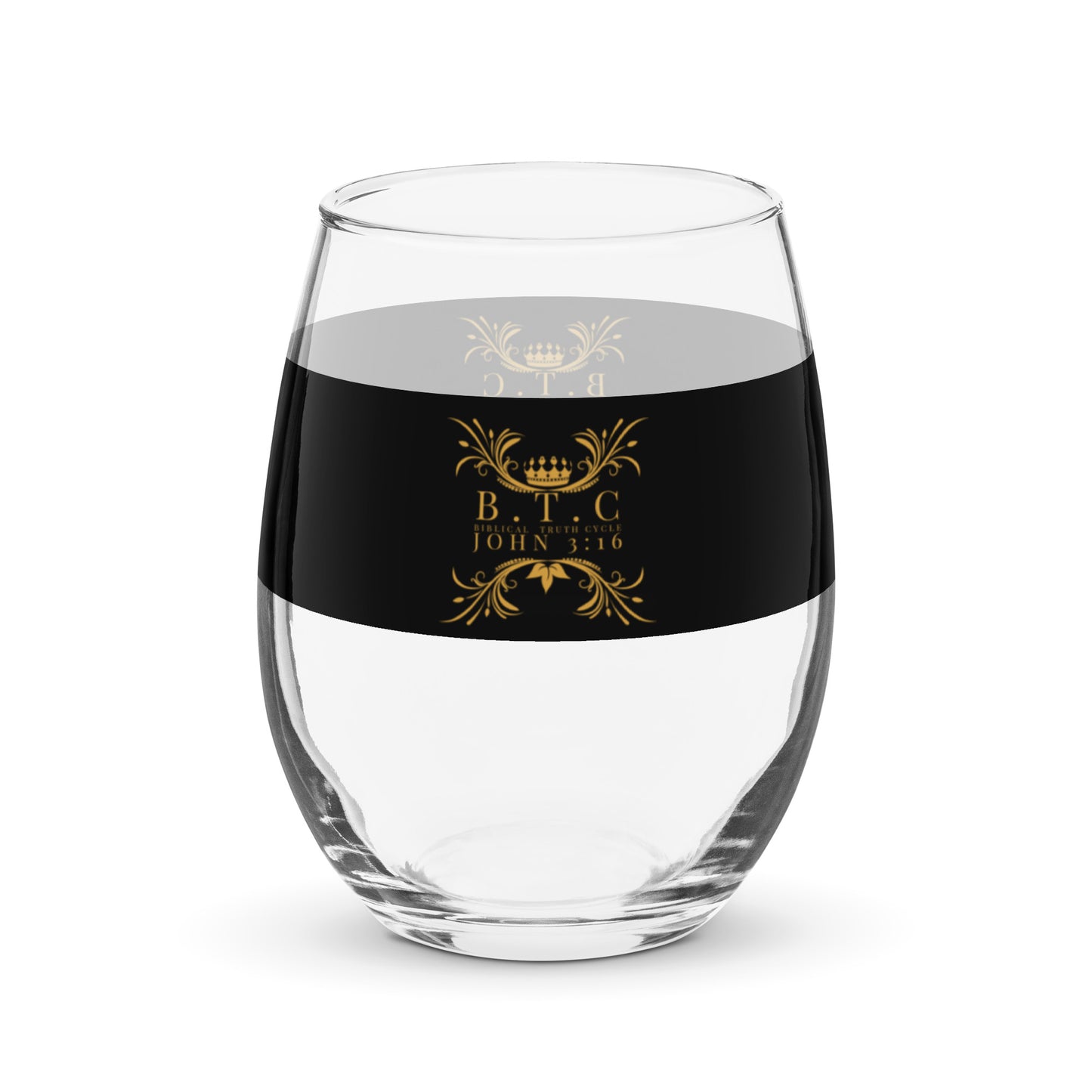 Biblical Truth Cycle - Stemless Wine Glass (Black and Gold)