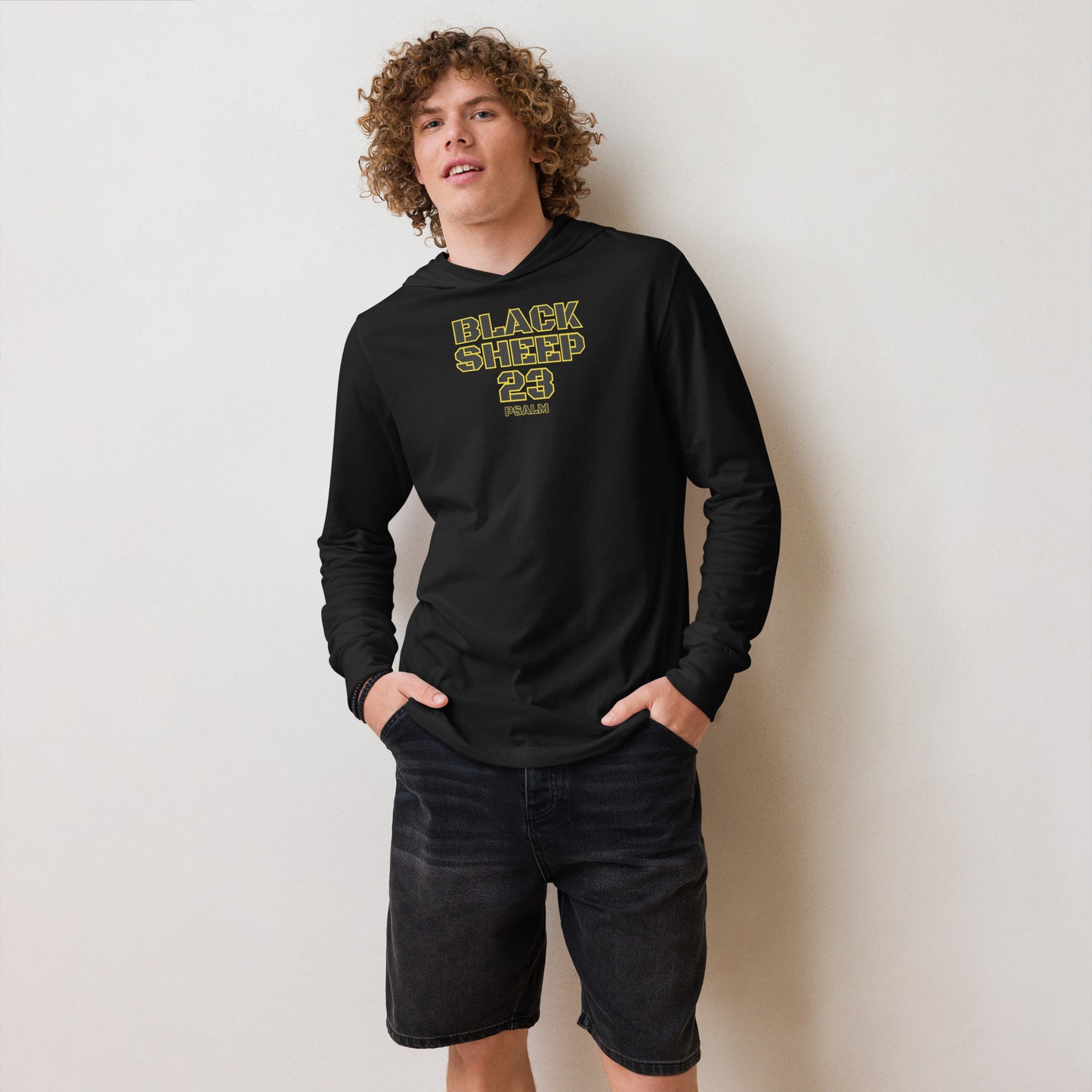 Sheep 23 - Hooded Long Sleeve T-Shirt (Black Sheep)