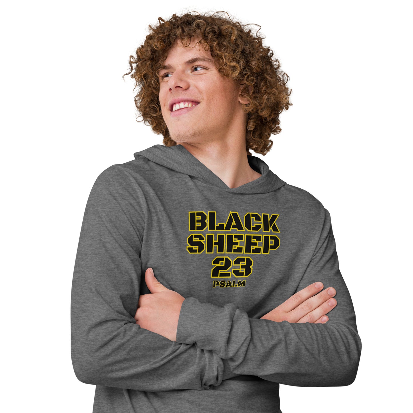 Sheep 23 - Hooded Long Sleeve T-Shirt (Black Sheep)