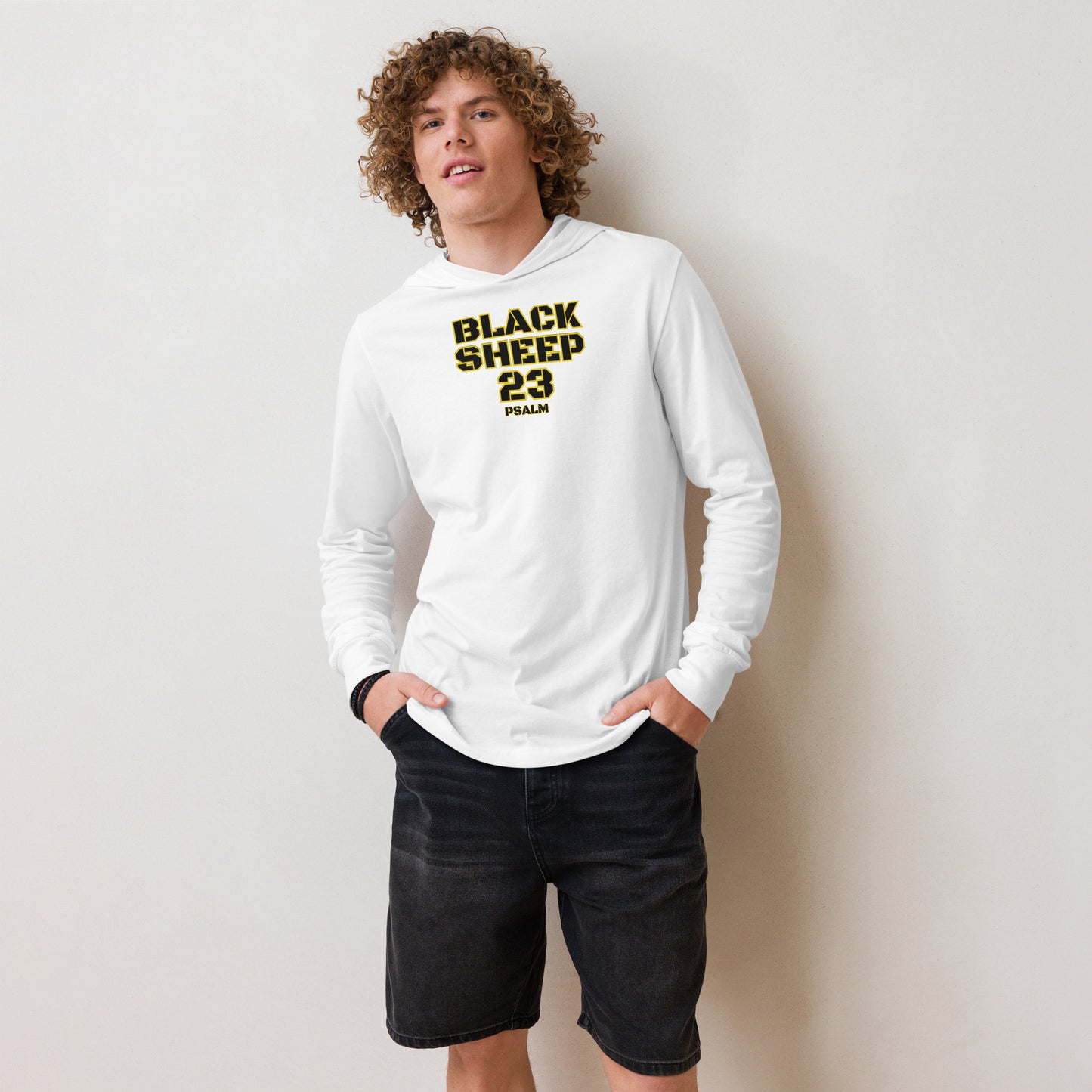 Sheep 23 - Hooded Long Sleeve T-Shirt (Black Sheep)