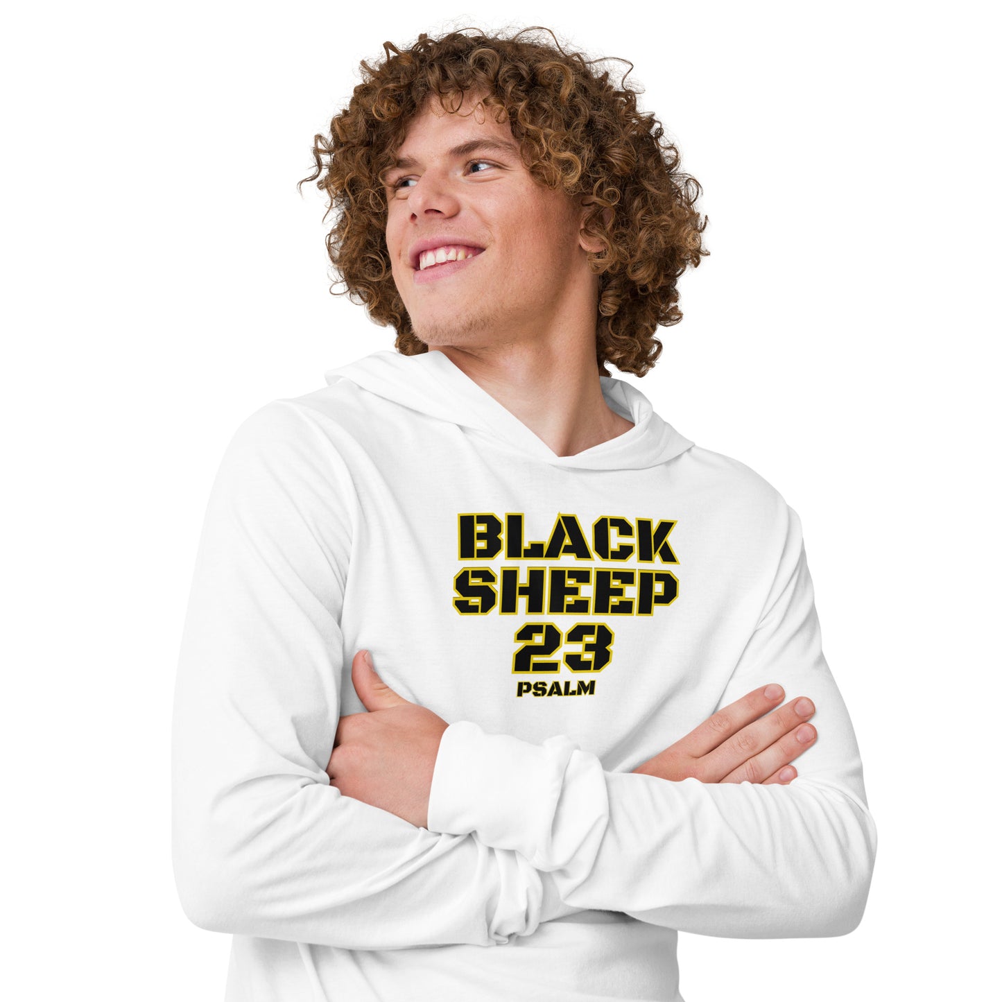 Sheep 23 - Hooded Long Sleeve T-Shirt (Black Sheep)