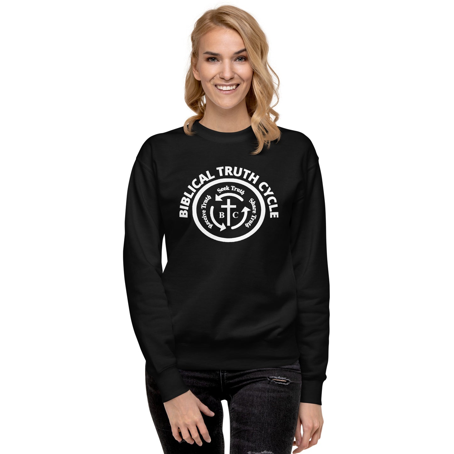 Biblical Truth Cycle - Premium Sweatshirt (White Logo)