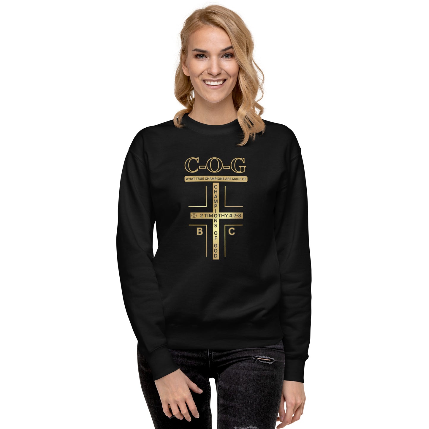 Biblical Truth Cycle -Champions of God Sweatshirt (C-O-G_Old Gold/Black)