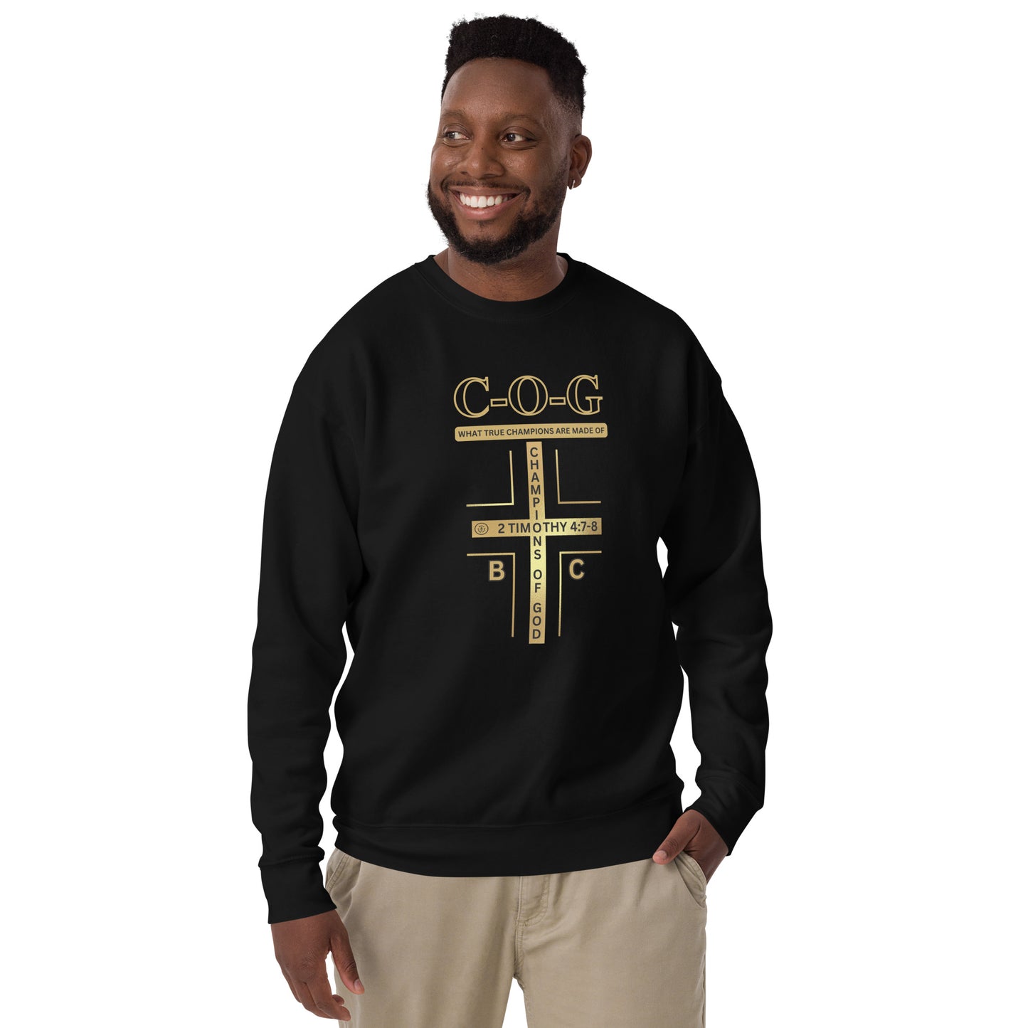 Biblical Truth Cycle -Champions of God Sweatshirt (C-O-G_Old Gold/Black)