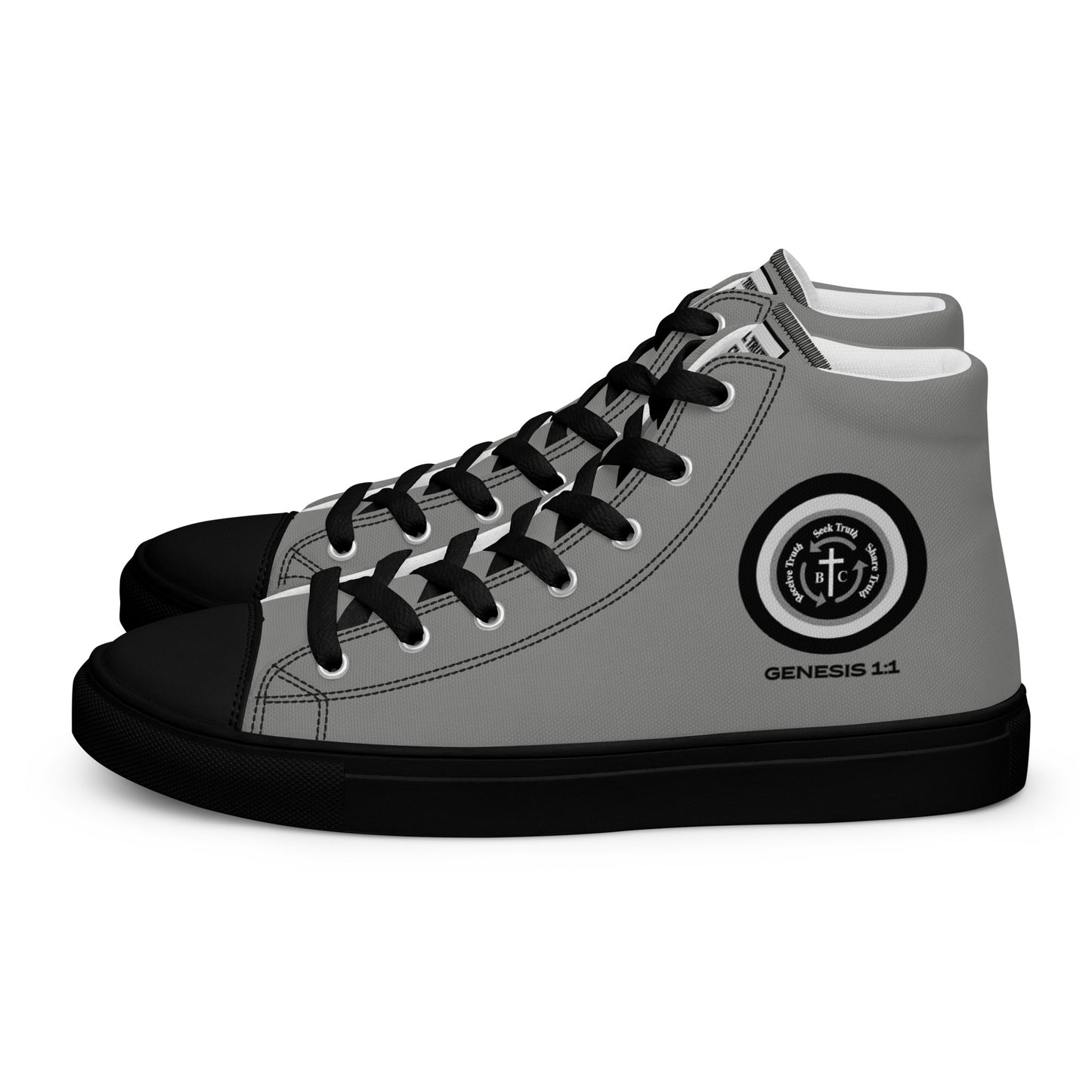 Biblical Truth Cycle - Ladies' High Top Canvas Shoes (Verse-Genesis 1:1)