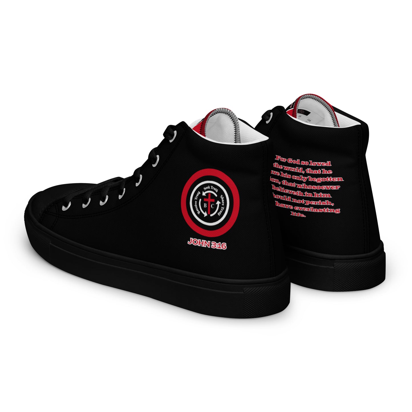 Biblical Truth Cycle Ladies High Top Canvas Shoes (Verse-John 3:16)